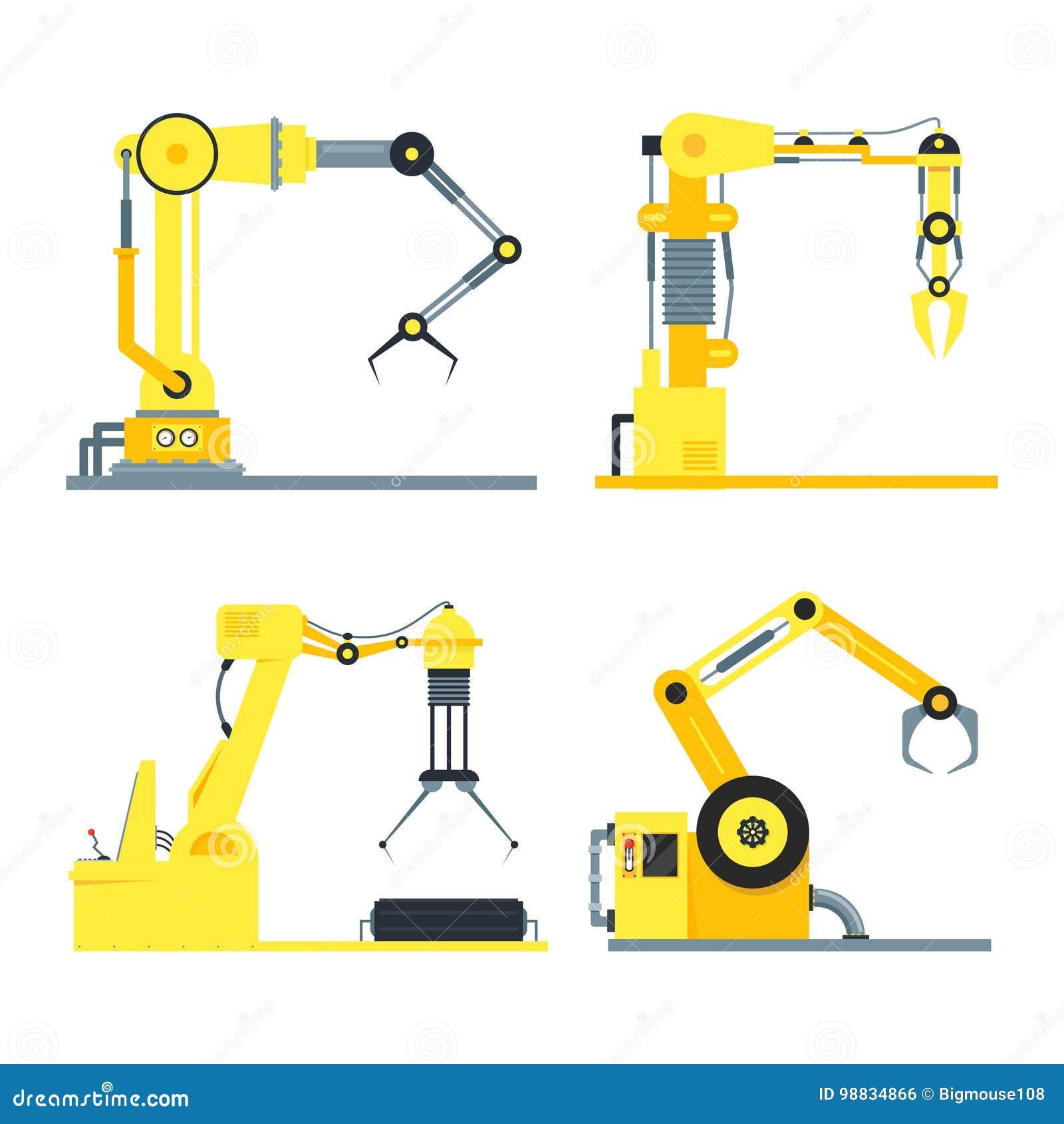 Wallpaper #HWcK_pIBSpphPi3-ZJ54253 Cartoon Industrial Technology Robotic Arm Set Vector Stock Vector