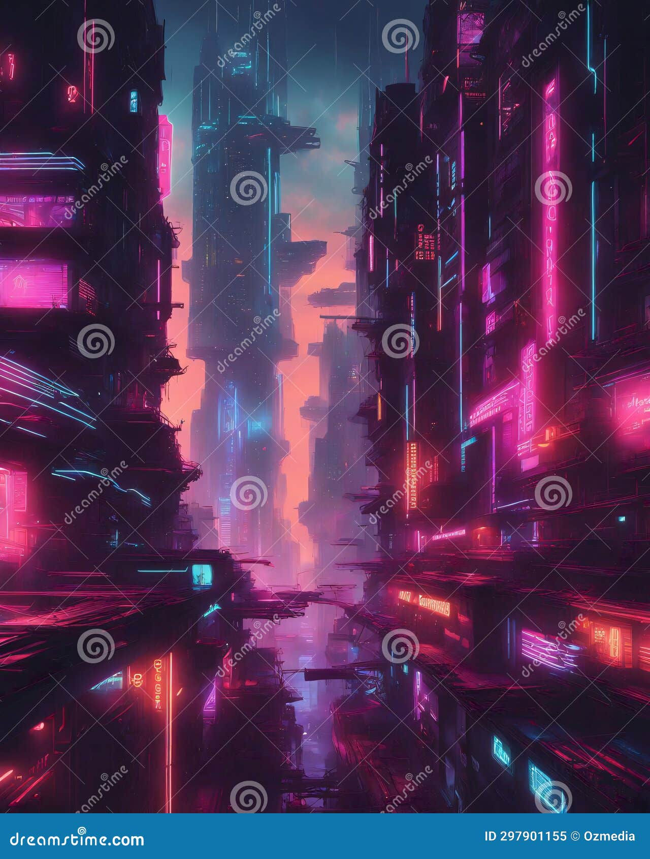 Wallpaper #F2ch7JIBSpphPi3-8lH9132 Cyberpunk Neon City Stock Illustration Illustration of Cool 297901155