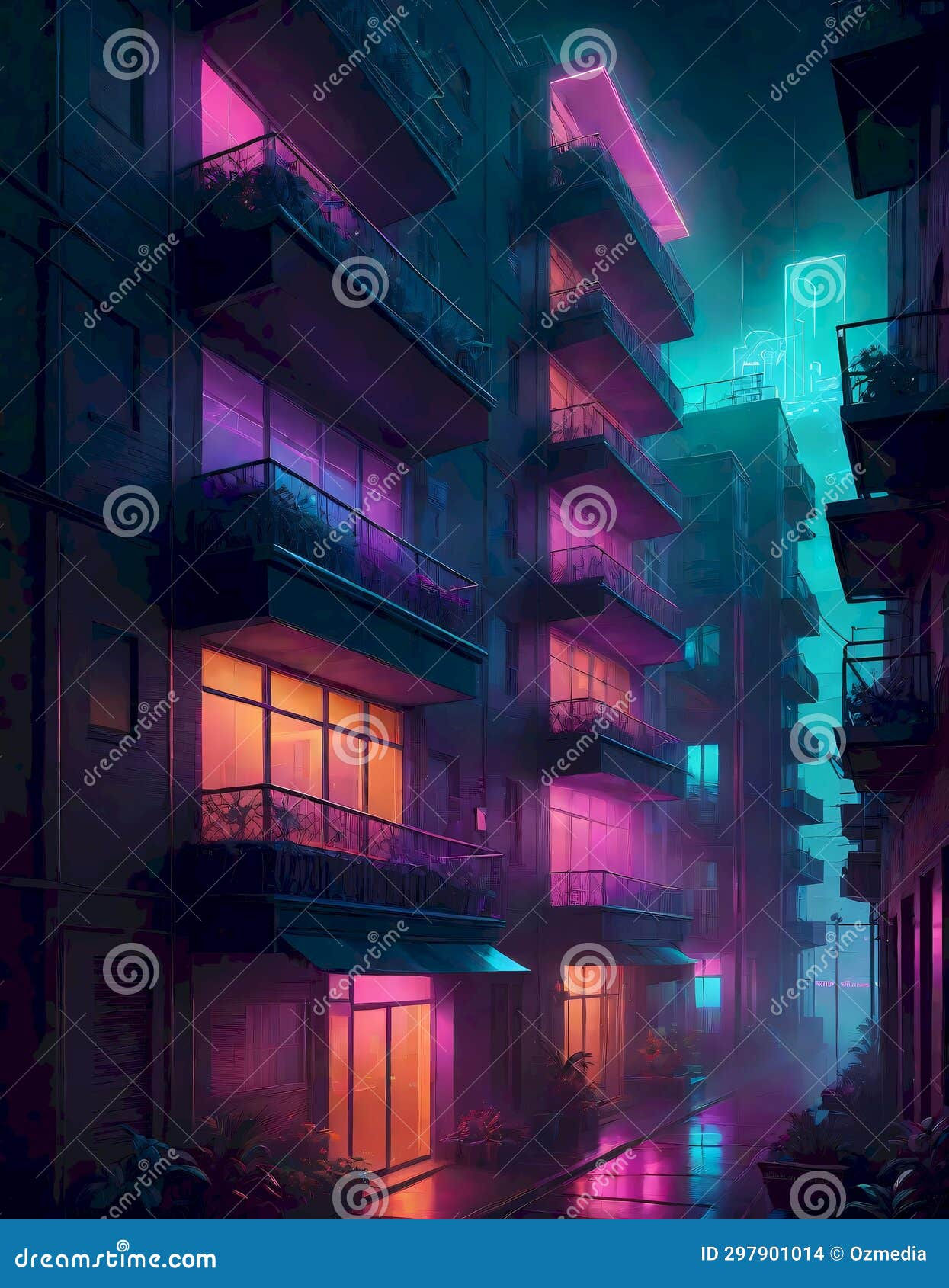 Wallpaper #F2ch7JIBSpphPi3-8lH9170 Cyberpunk Neon City Stock Illustration Illustration of Moody 297901014