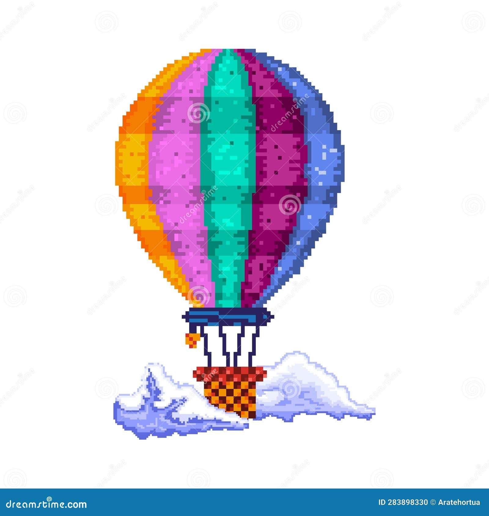 Wallpaper #a0D6MJMBJhL2WPbaiMSr159 Vector Cartoon Pixelart City Hot Air Balloon Isolated Illustration