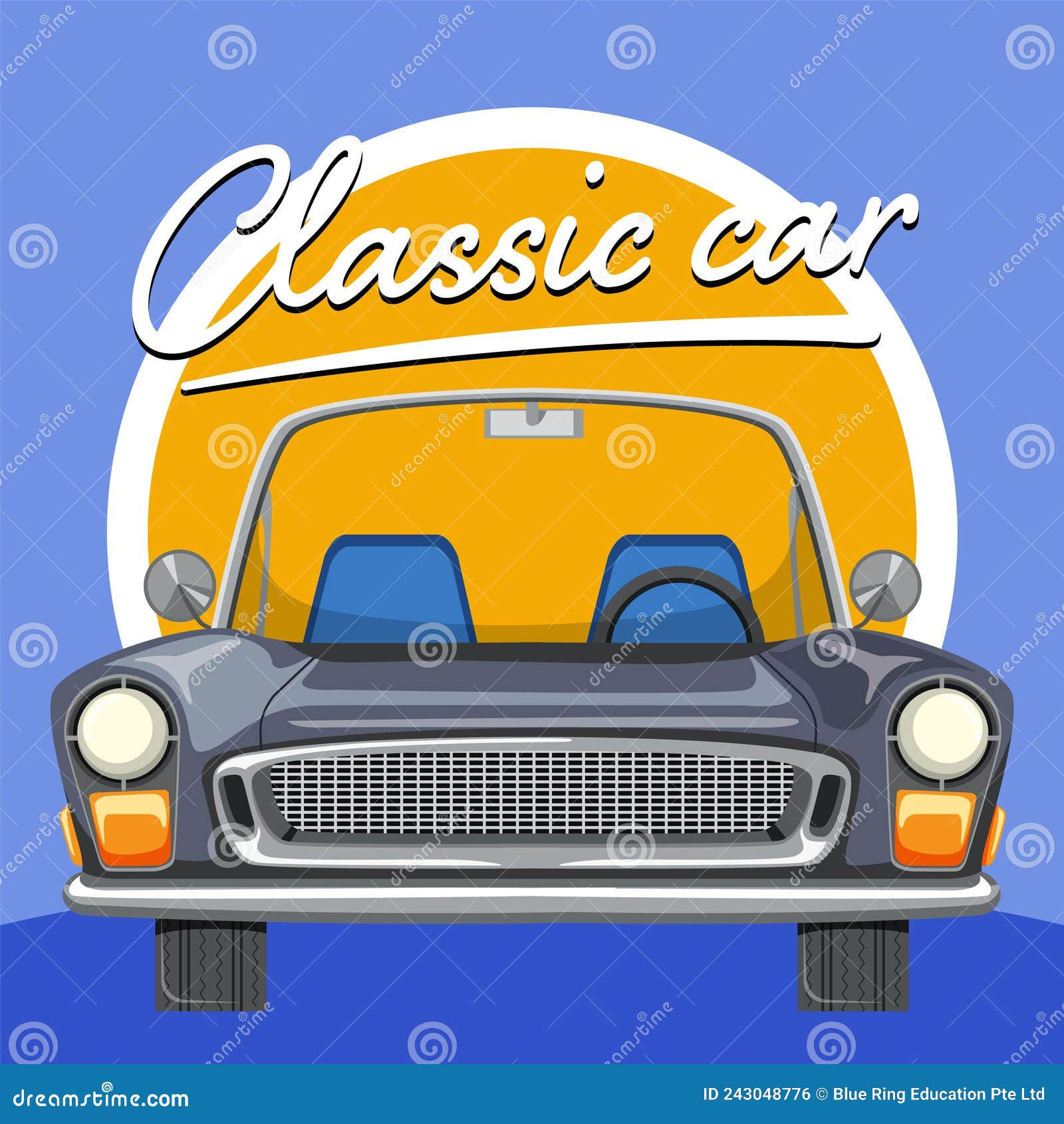 Wallpaper #QWd37pIBSpphPi3-ql0r137 The Classic Car Concept with Old Car Front View Stock Vector