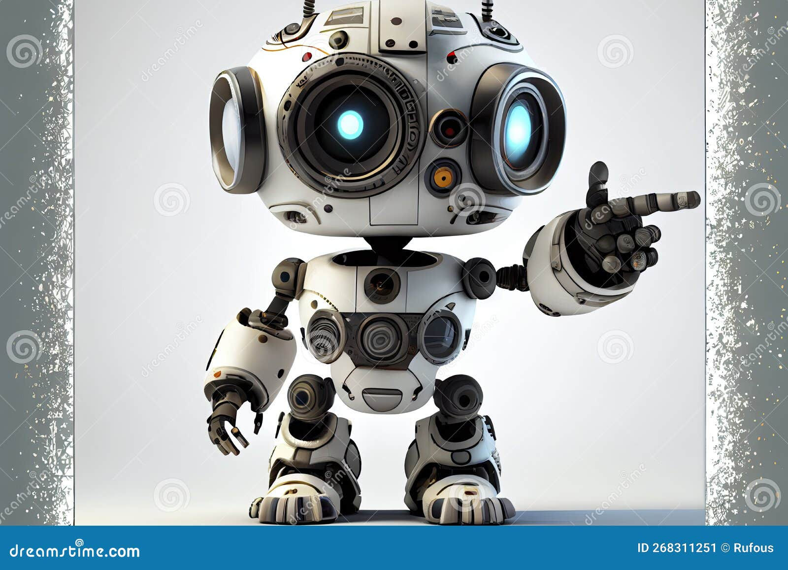 Wallpaper #vWdm9pIBSpphPi3-zYNc349 Cute Robot on a White Backdrop with a Pointing Hand and a Winking Eye
