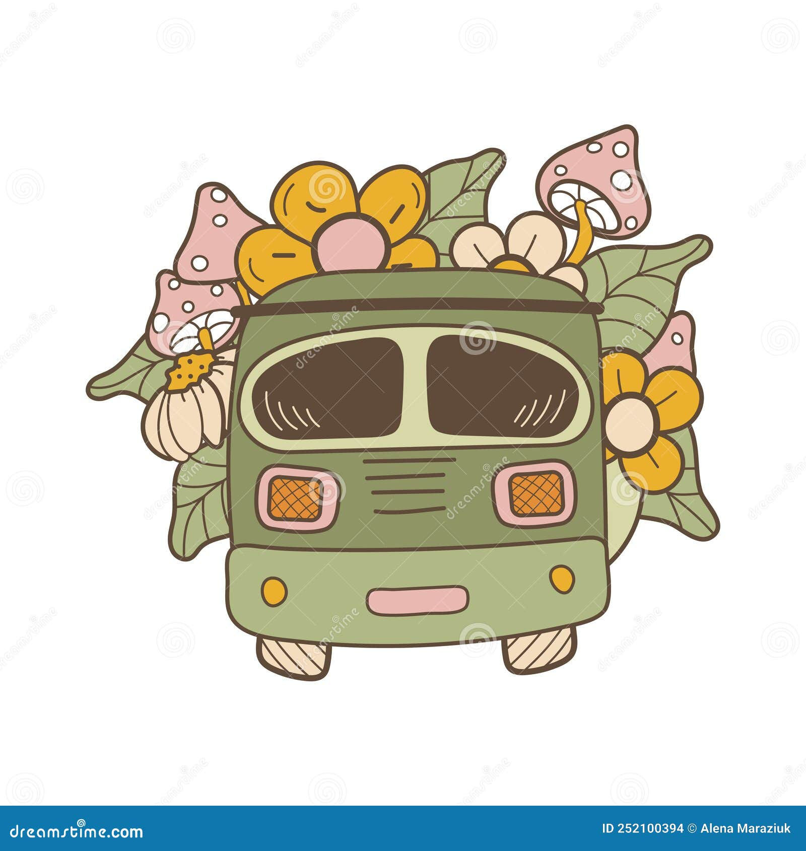 Wallpaper #5_8FapMB3lSXT3zUC-WN84 Colorful Cartoon Car Travel Car with Flowers Leaves and Mushrooms