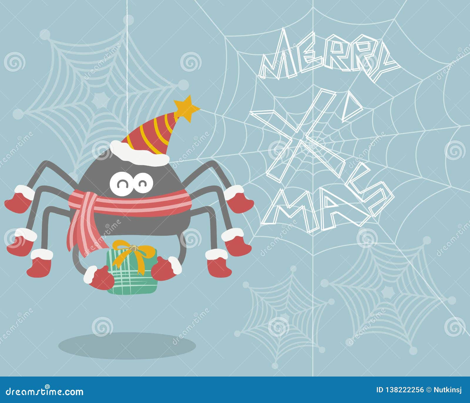 Wallpaper #vDGxNZMB5zzyi_yYmFdh2 Christmas Spider on Web with Blue Background Stock Vector