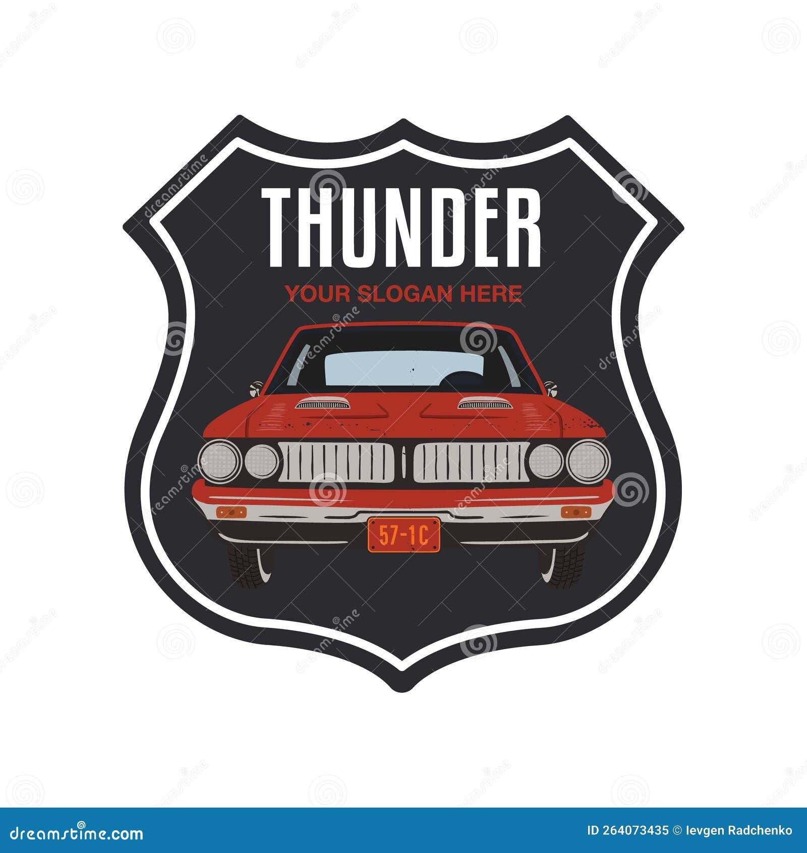 Wallpaper #mwOoZpMBpyOg8YnEZtu0352 Classic Car Logo Template with Muscle Car and Text Thunder Vintage
