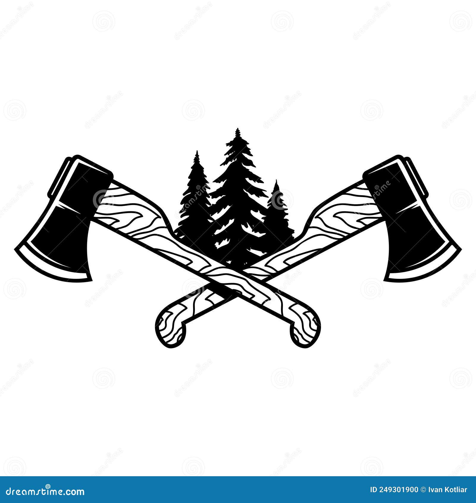 Wallpaper #5mdt8JIBSpphPi3-RGZx283 Crossed Lumberjack Axes with Trees Design Element for Logo Emblem