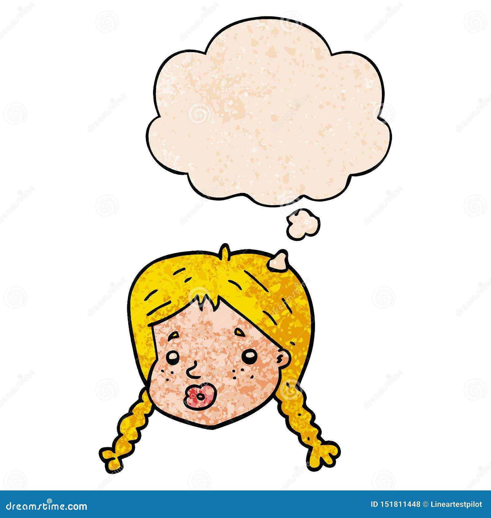 Wallpaper #PGiaG5MBSpphPi3-TiDb24 A Creative Cartoon Girls Face and Thought Bubble in Grunge Texture