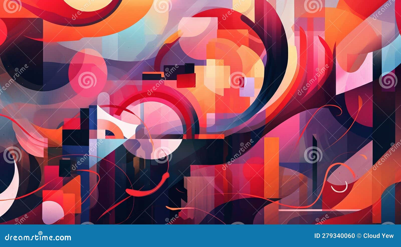 Wallpaper #52dQ-5IBSpphPi3-YpO8240 A Colorful Abstract Painting with Circles and Lines Stock Illustration