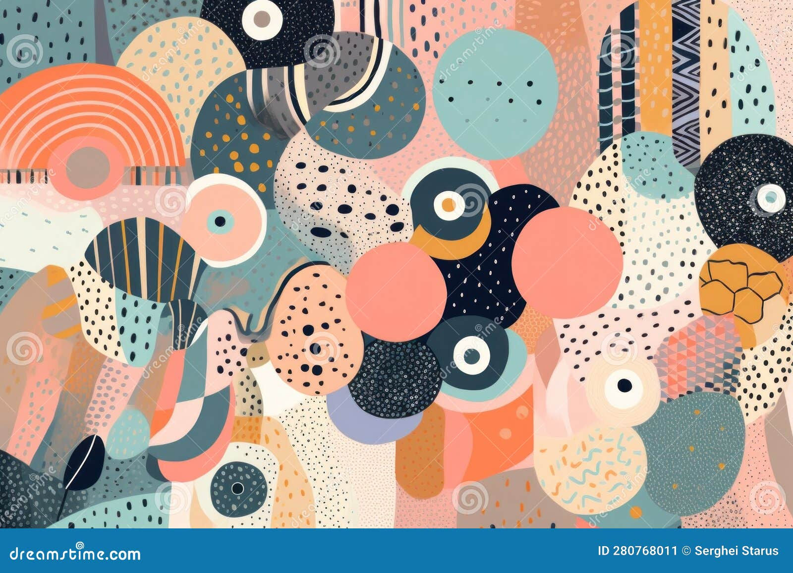 Wallpaper #52dQ-5IBSpphPi3-YpO8215 A Colorful Abstract Painting with Circles and Dots Generative AI Image