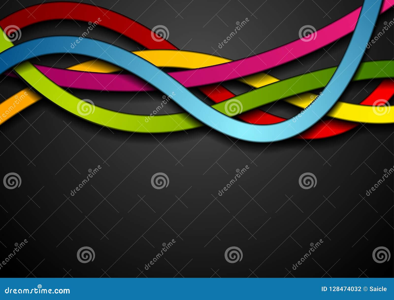 Wallpaper #OWisGZMBSpphPi3-0Bjv146 Colorful Abstract Waves on Black Background Stock Vector Illustration