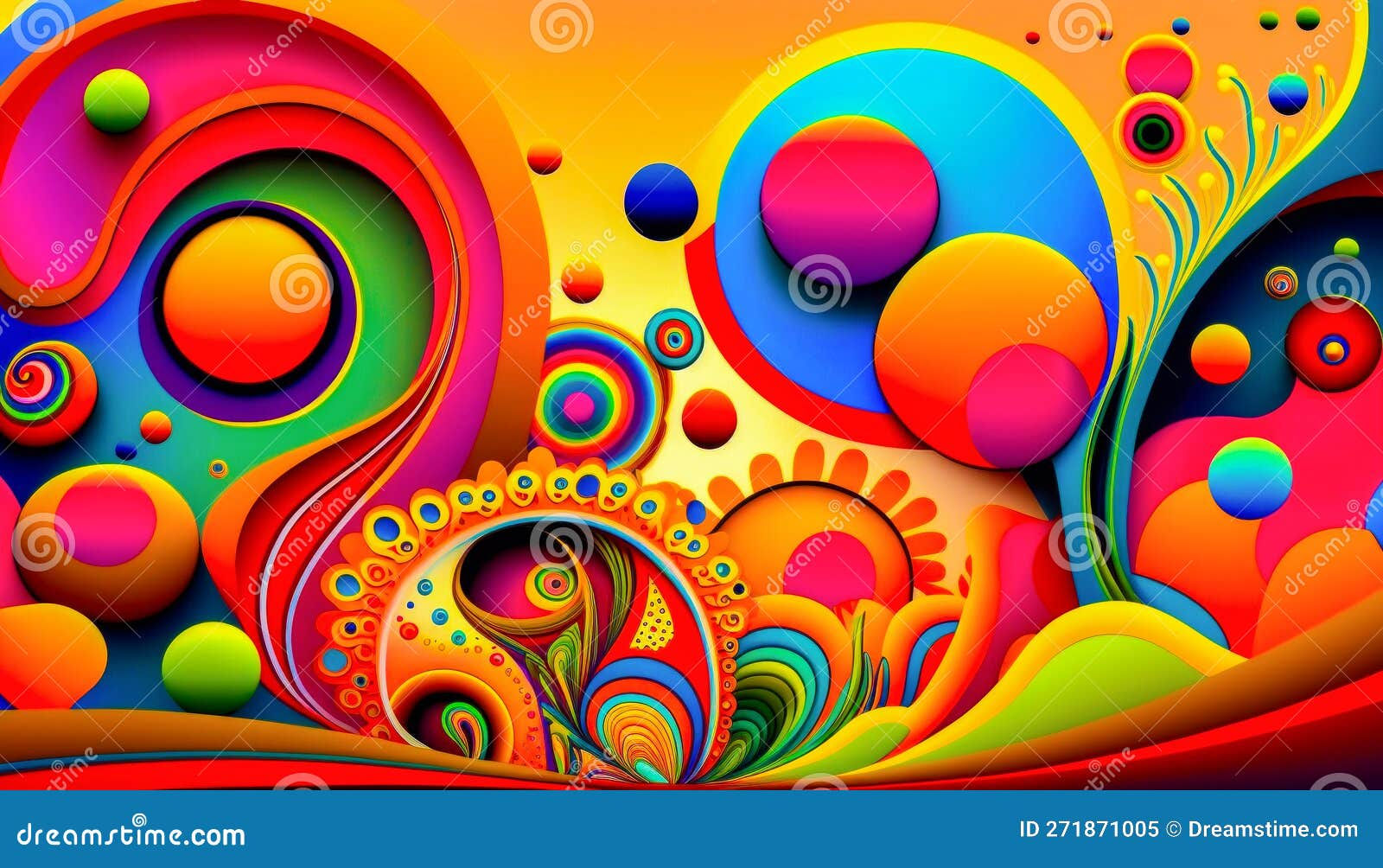 Wallpaper #52dQ-5IBSpphPi3-YpO825 Colorful Abstract Art with Circles and Swirls Generative AI Stock