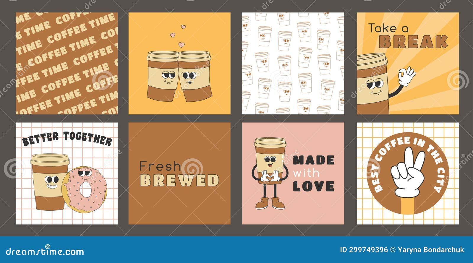 Wallpaper #XZ3oZJcBkAG5jTCHLrHO141 Coffee Retro Cartoon Posters and Cards Cute Characters Patterns and