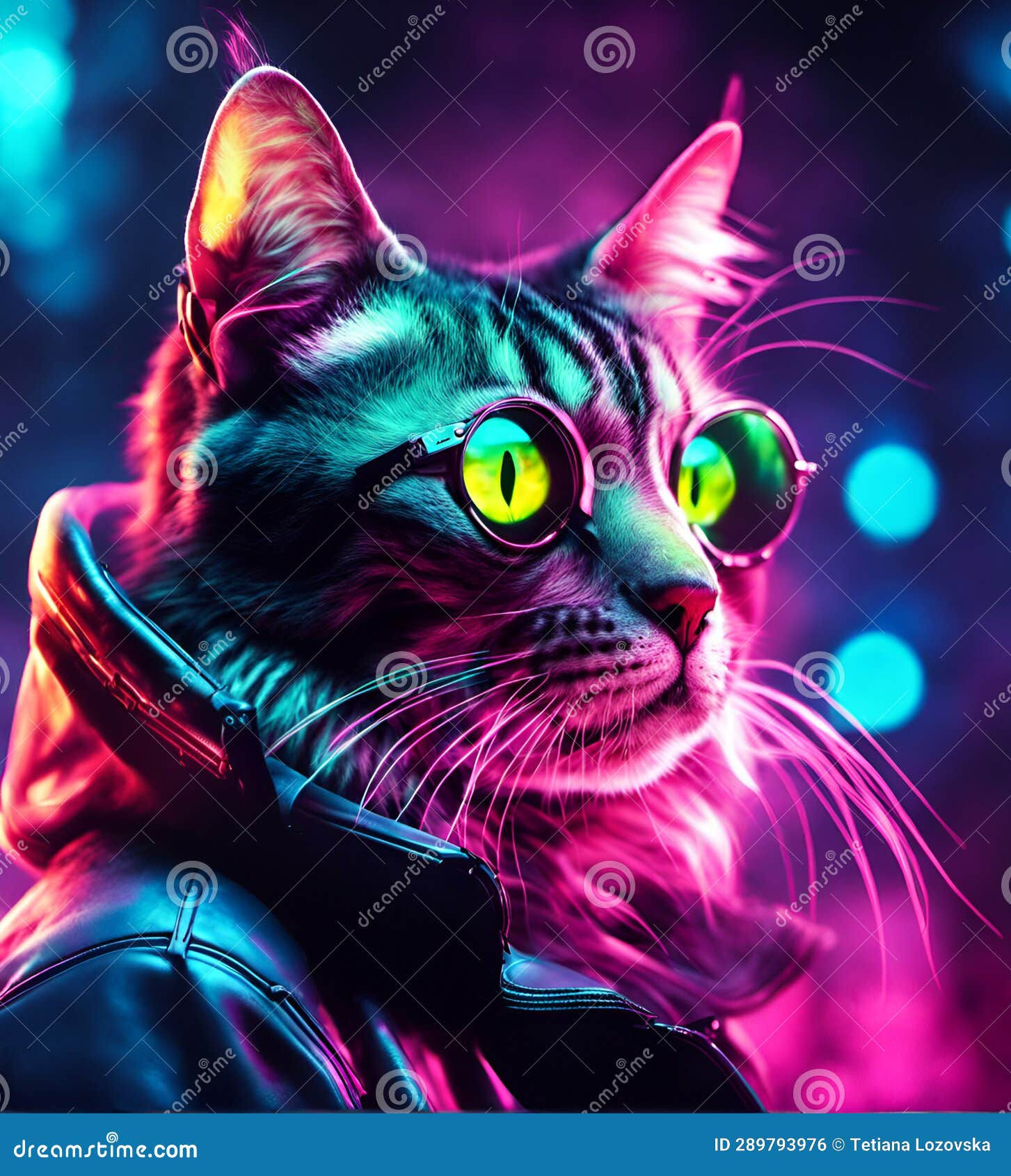 Wallpaper #F6UfMpMB0vj5YdARvNNx93 Cyberpunk Cat in Neon Lighting Futuristic Photorealistic Illustration