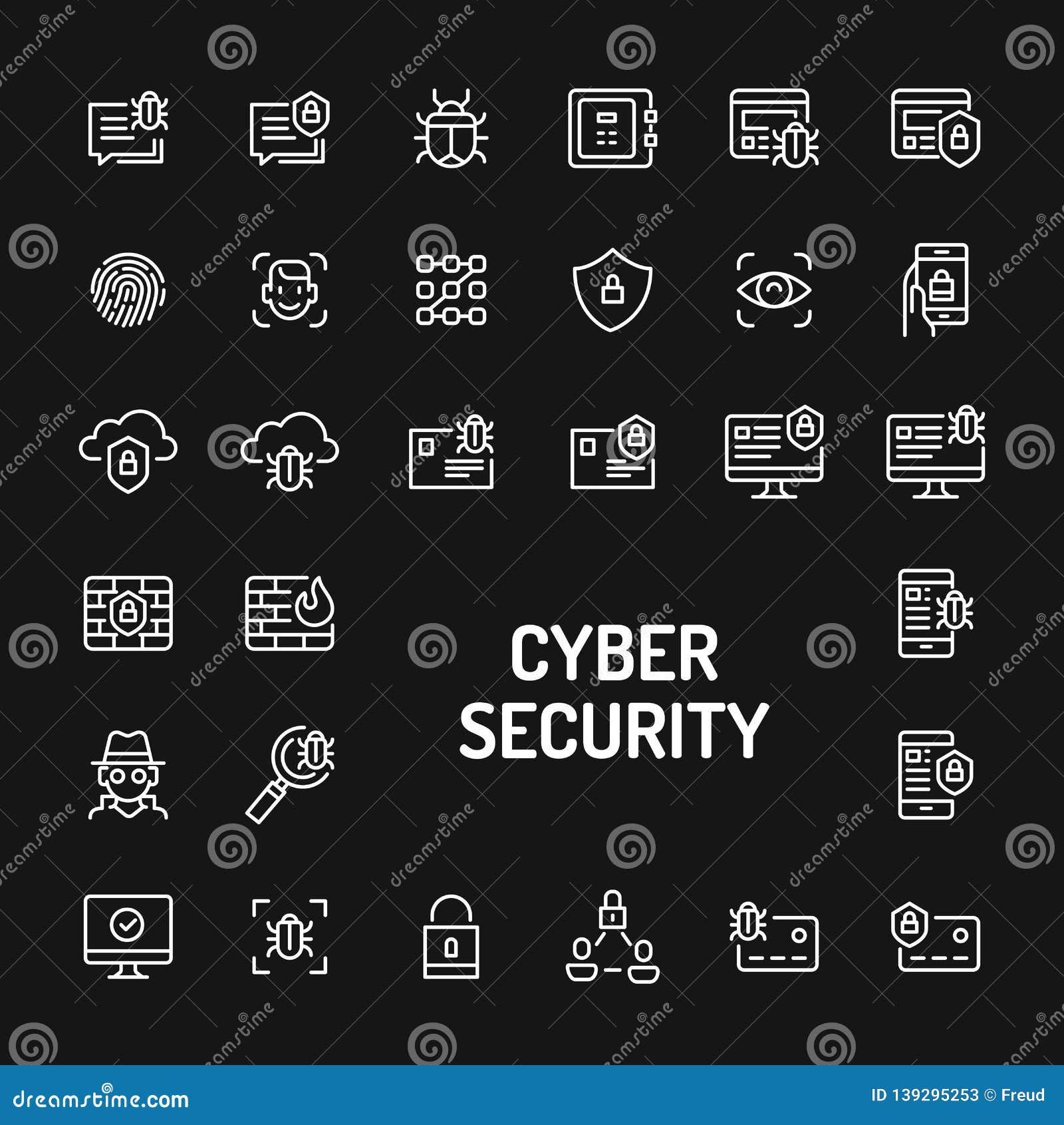 Wallpaper #C0BUMZMBJhL2WPbaUcZw42 Cyber Digital Security Simple Line Icon Set Stock Vector