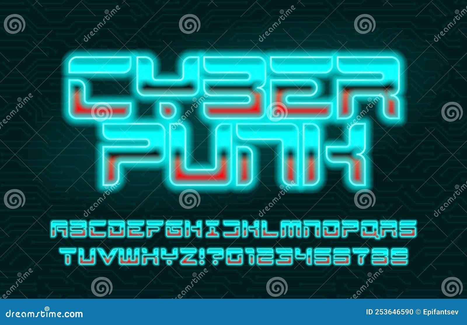 Wallpaper #YXNIho4BFI5NbQksTx-C0 Cyberpunk Alphabet Font Neon Glow Futuristic Letters and Numbers Stock