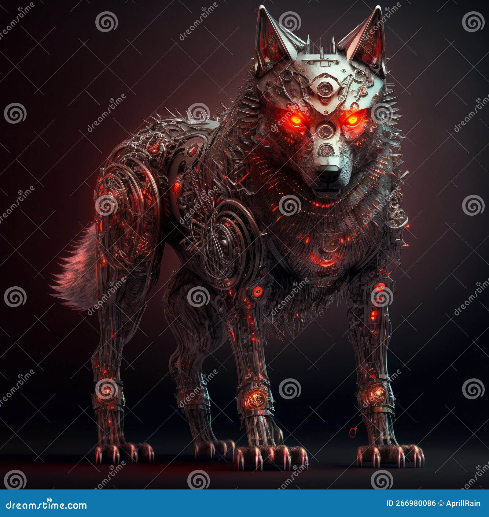 Wallpaper #zHepJpMB-pgBXx60JKLx97 Cybernetic Wolf with Red Glowing Eyes Stock Illustration Illustration
