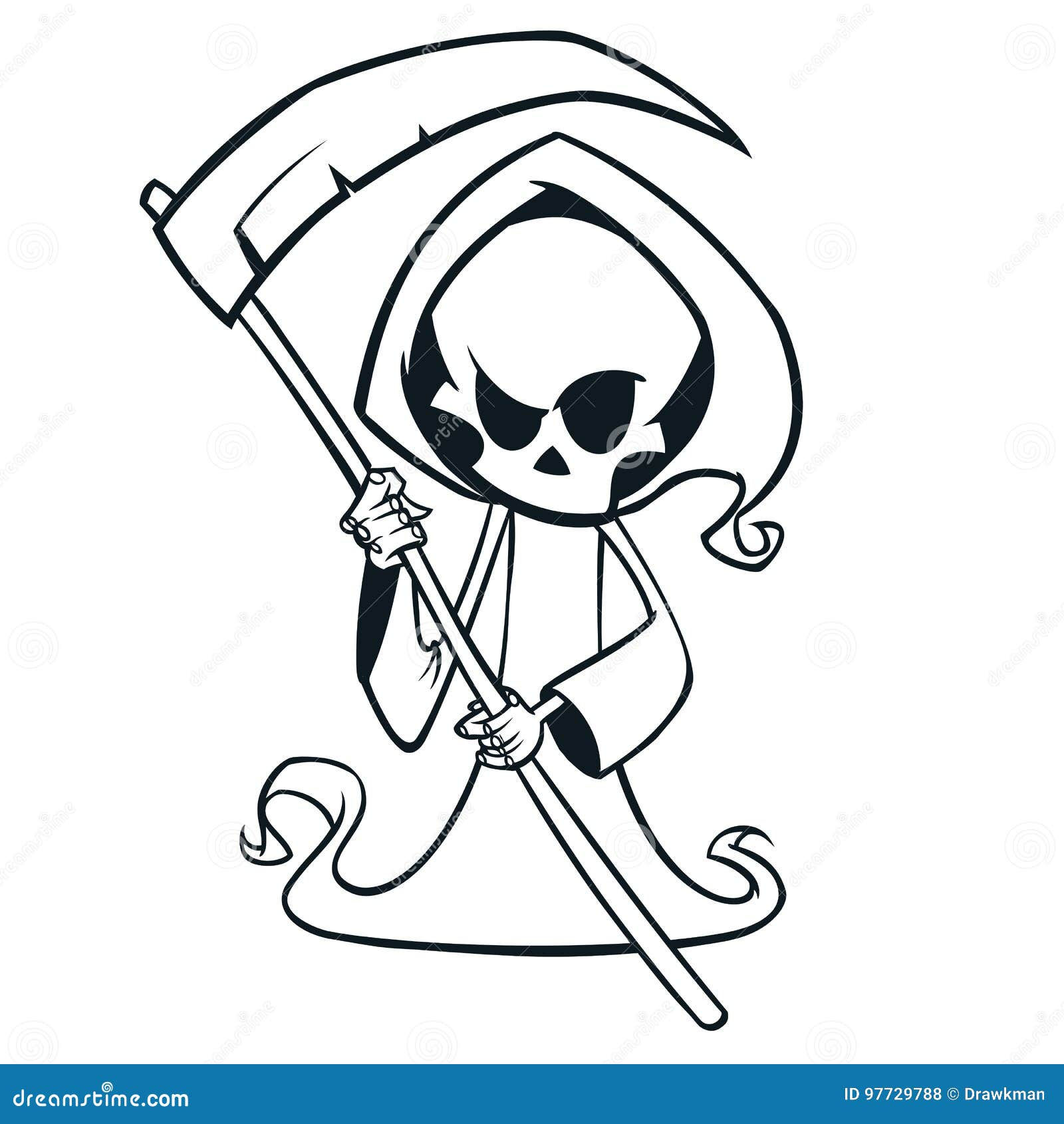 Wallpaper #12df7JIBSpphPi3-dlJx256 Cartoon Grim Reaper with Scythe Isolated on a White Background Vector