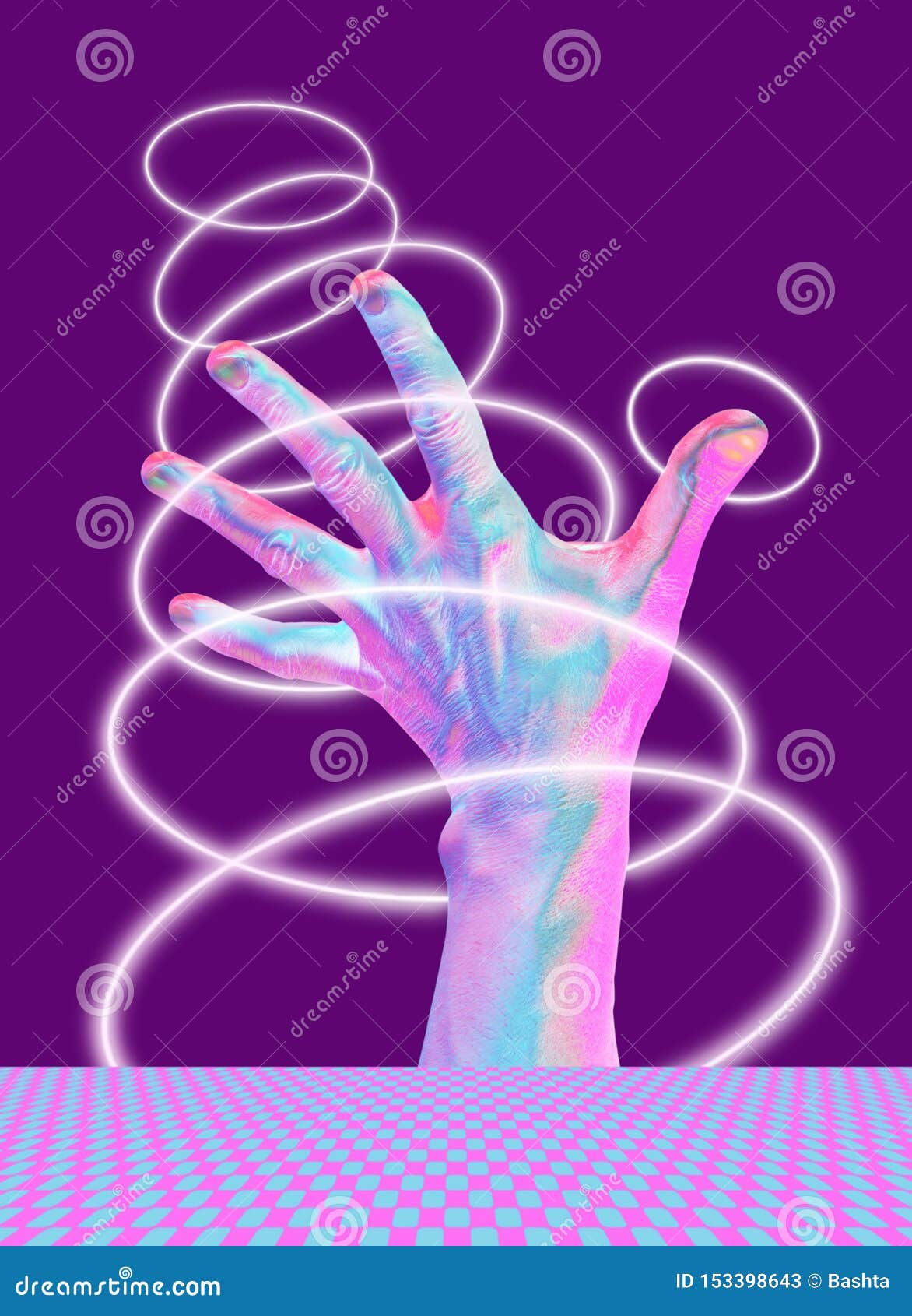 Wallpaper #U7gq25IBJvJKYCmEGfWT52 Collage of Contemporary Art with Bright Fluorescent Neon Colorful Hands