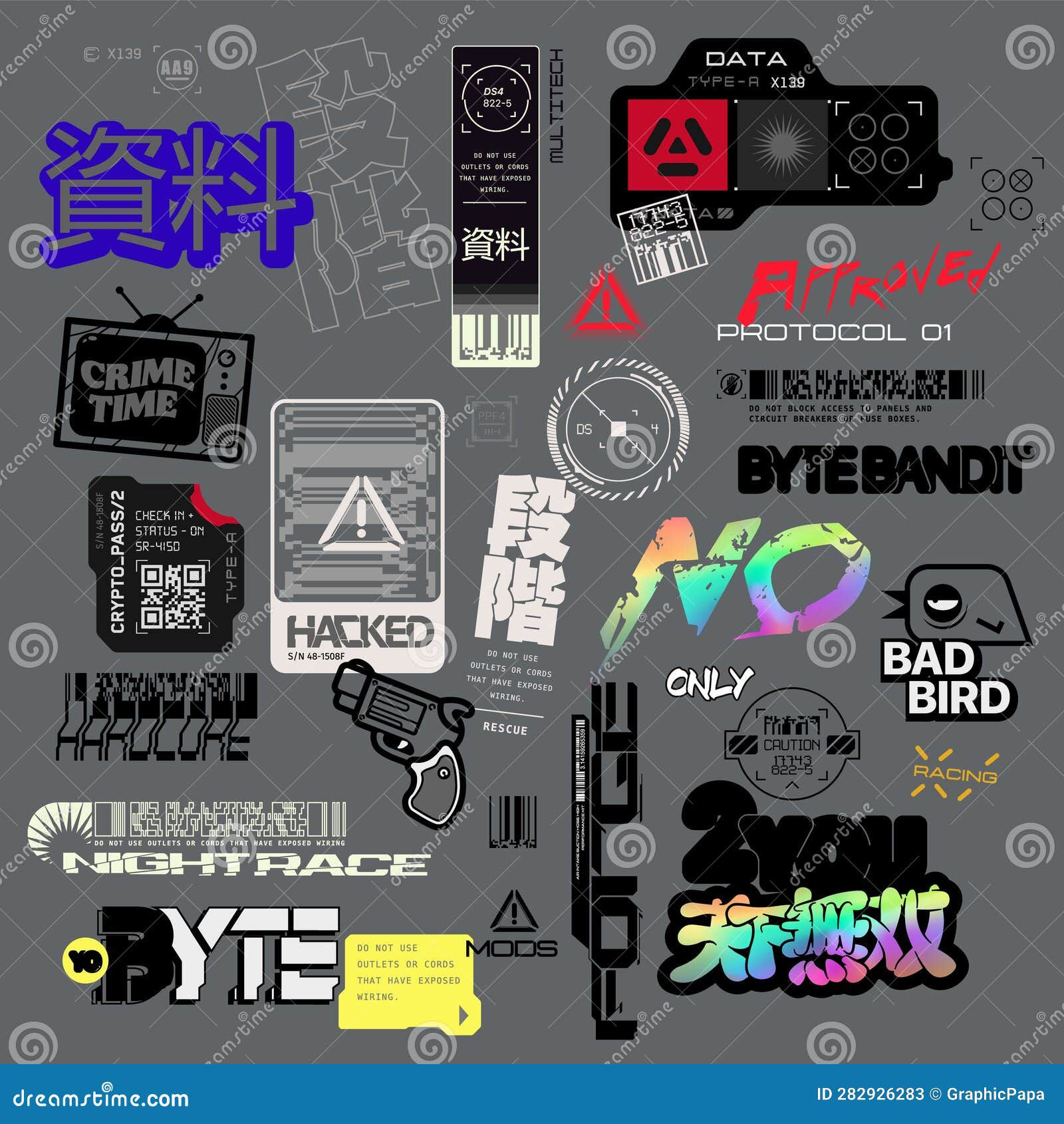 Wallpaper #IwNKY5MBpyOg8YnEldVx139 Cyberpunk Decals Set Set of Vector Stickers and Labels in Futuristic