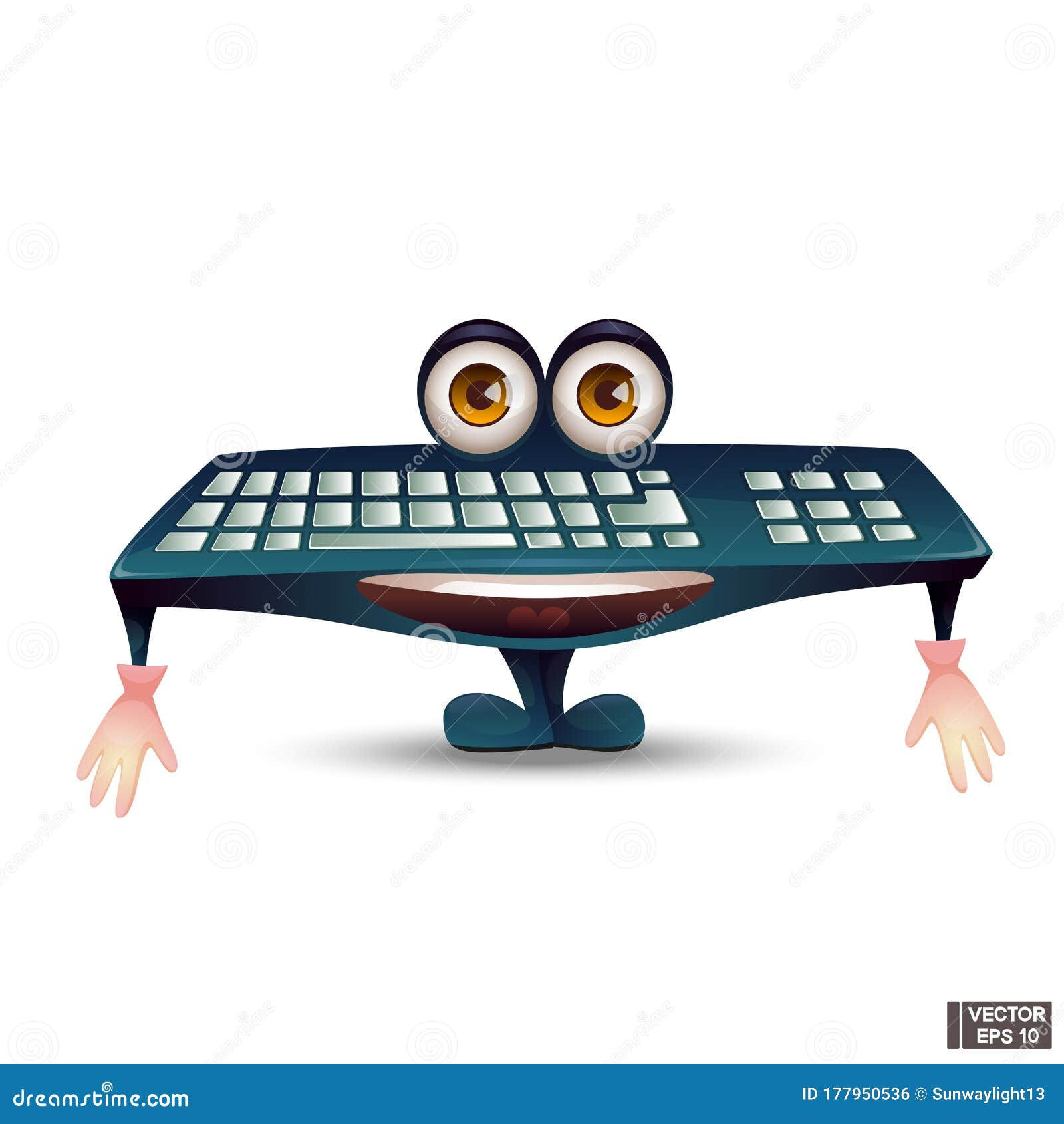 Wallpaper #7BmiKo8BtGB6xQ78UYsV15 Cartoon Character Computer Keyboard with Big Eyes Stock Illustration
