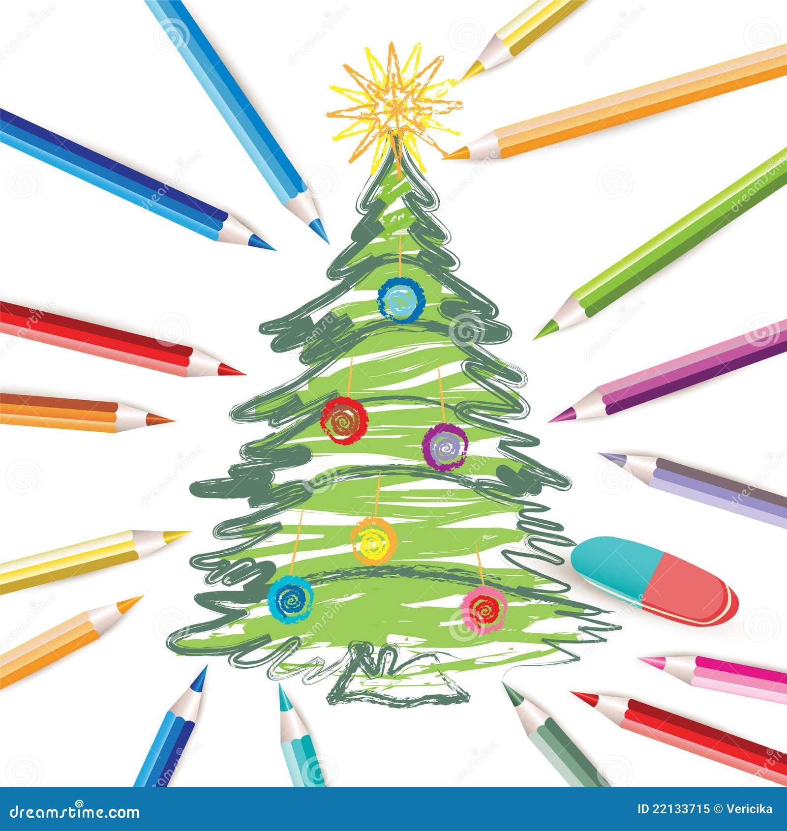 Wallpaper #BWgvFZMBSpphPi3-Zwec304 Christmas Tree with Colored Pencils Stock Vector Illustration of