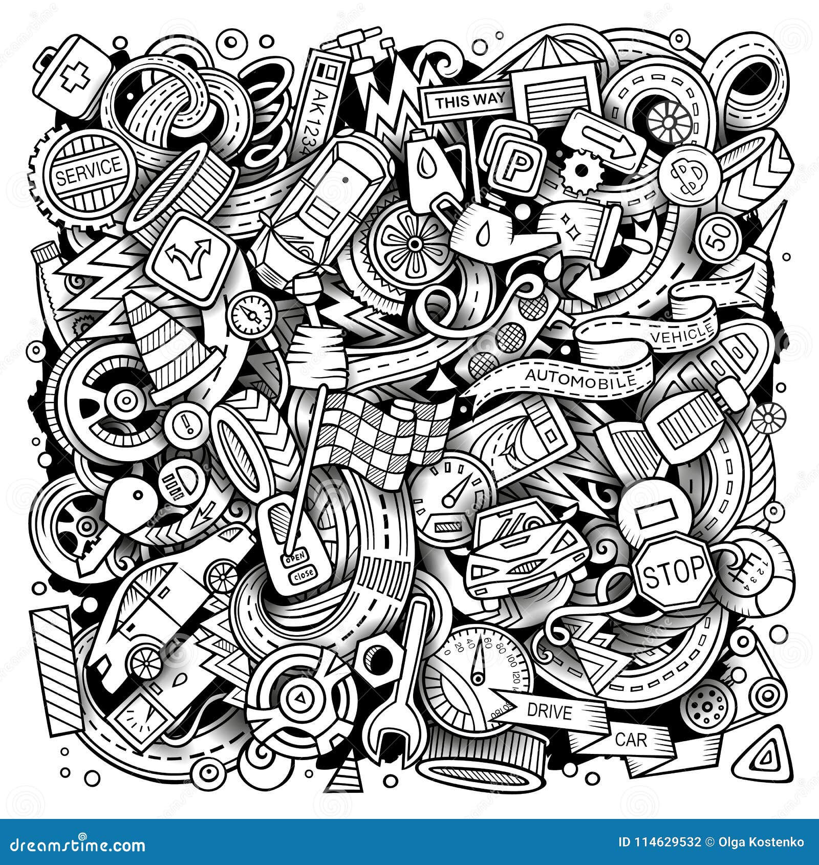 Wallpaper #2hk0OI8BtGB6xQ782KfN25 Cartoon Vector Doodles Automotive Illustration Stock Vector
