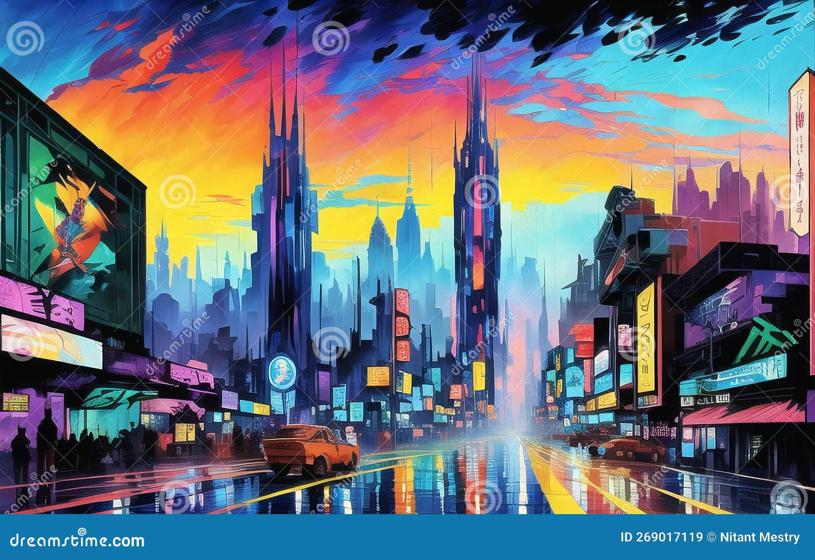 Wallpaper #rGf2-pIBSpphPi3-35I2234 Sci Fi Fantasy City Cyberpunk Buildings Illustration Neon Colors