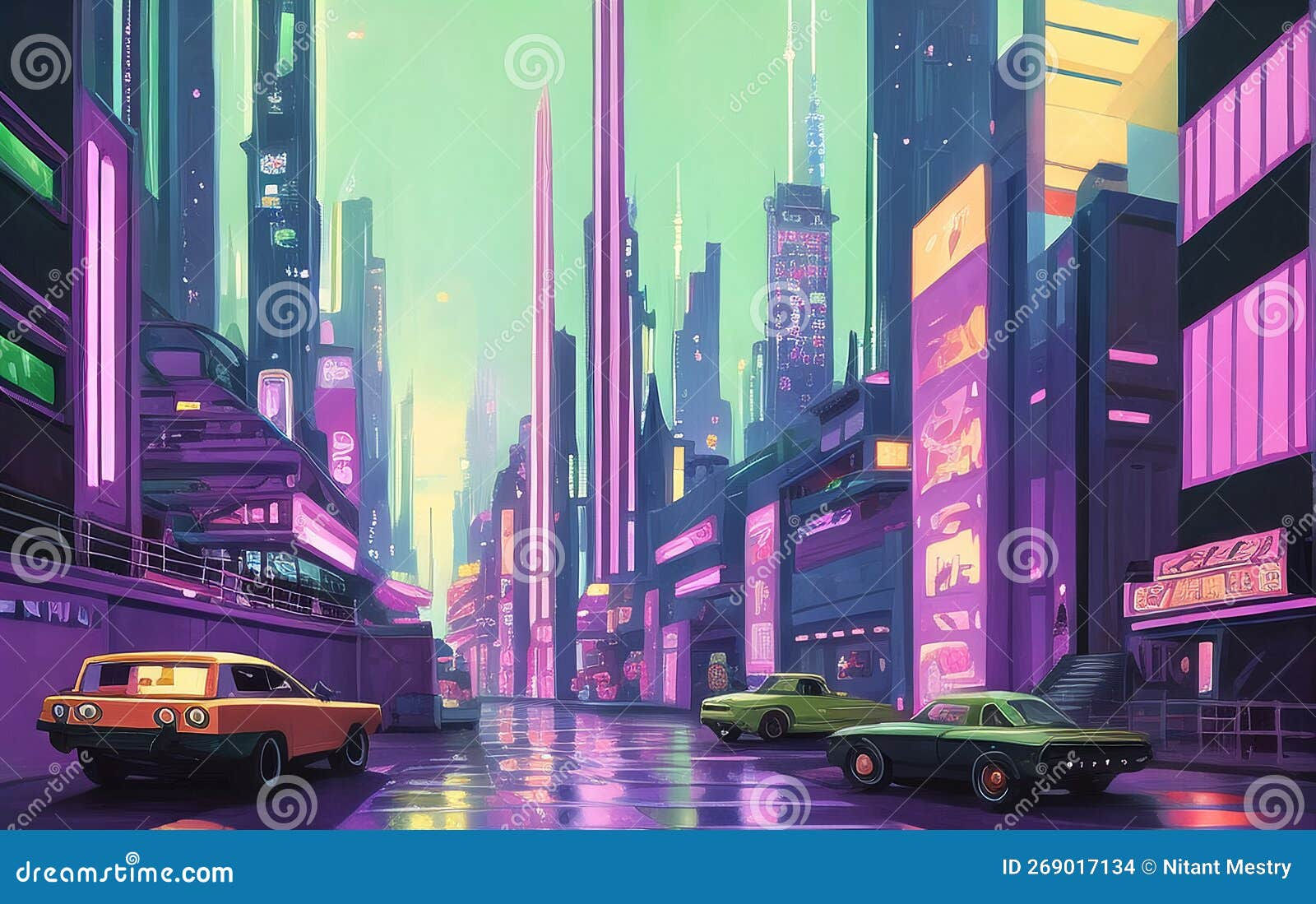 Wallpaper #C2cfDZMBSpphPi3-T-MG199 Cyberpunk Theme Sci Fi Background 3D Rendering of Abstract Neon Mega