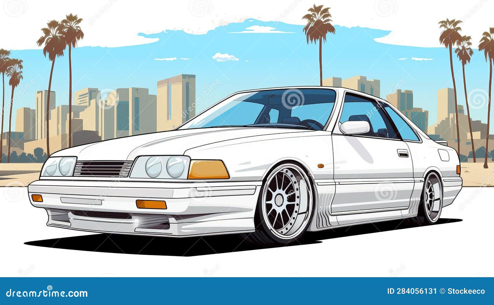 Wallpaper #JGdq-ZIBSpphPi3-AI3V286 White Anime Car Illustration with Lo Fi Aesthetics and Chicano Inspired