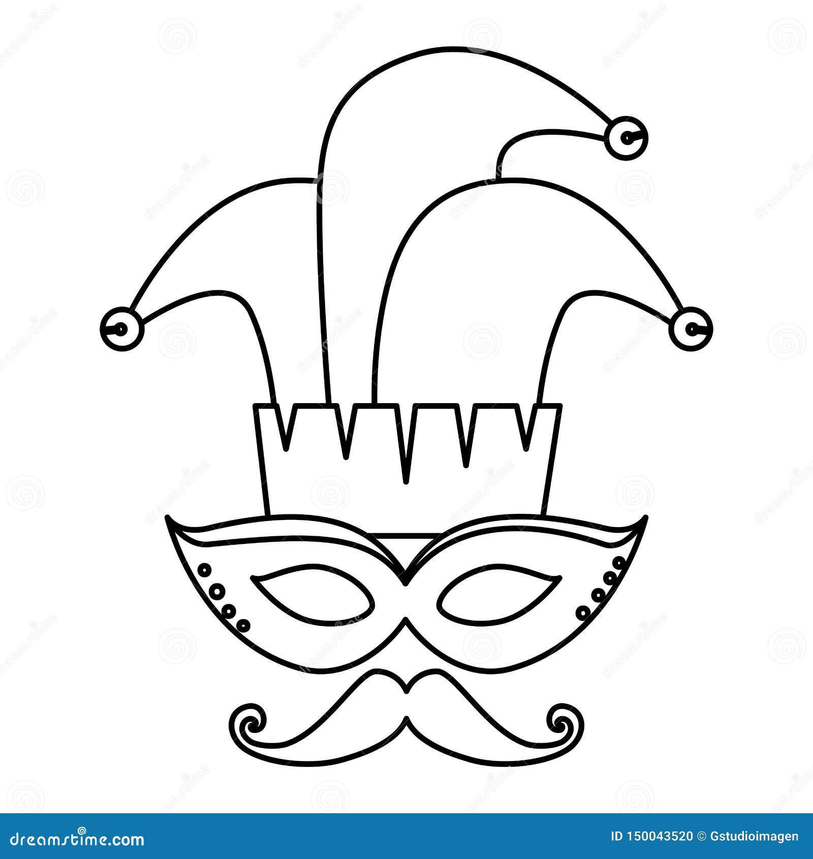 Wallpaper #wWdoCZMBSpphPi3-mc_8378 Carnival Mask with Joker Hat and Mustache Stock Illustration