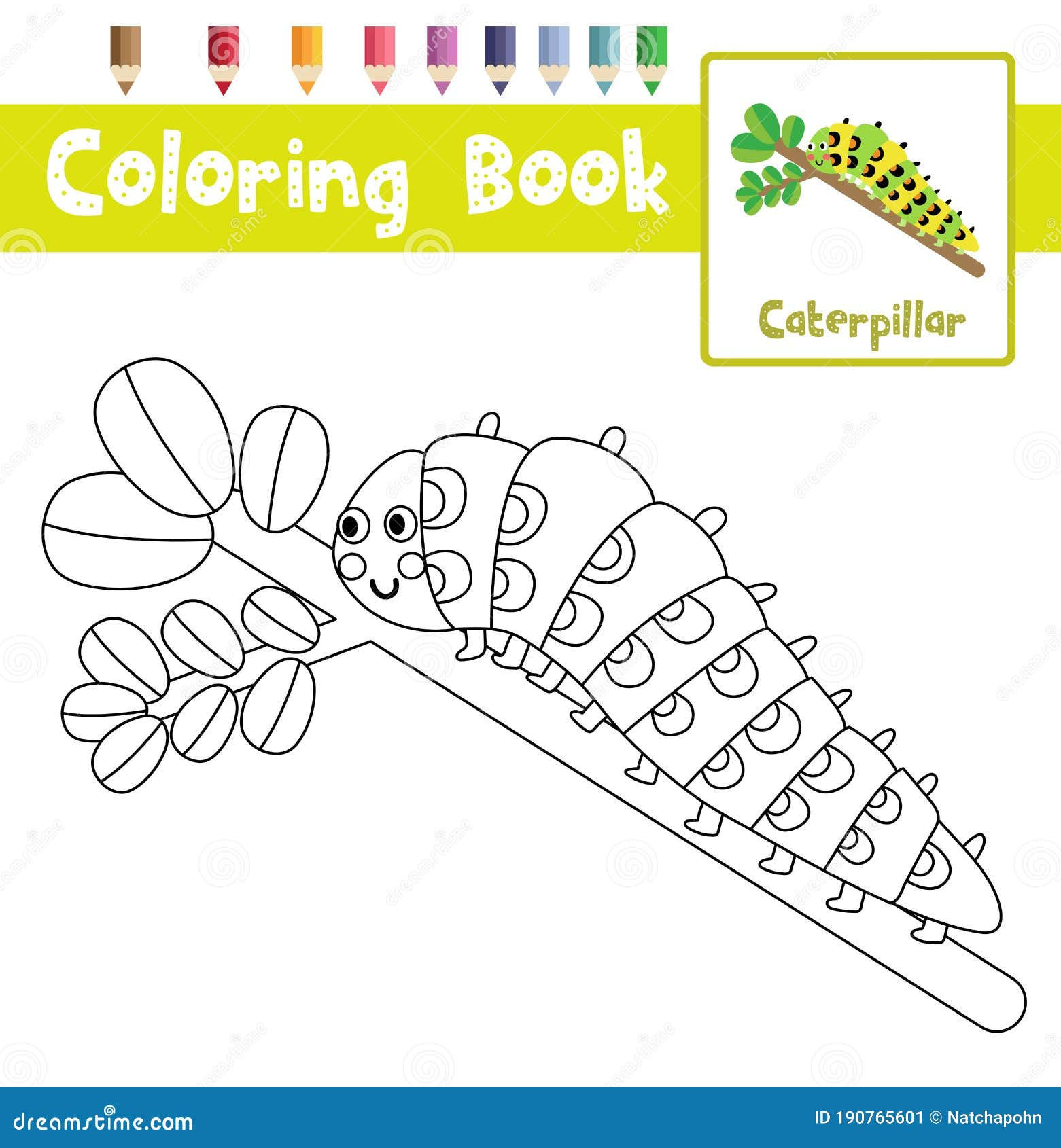 Wallpaper #9mdFCpMBSpphPi3-NNO0294 Coloring Page Caterpillar Crawling on the Branch Animal Cartoon