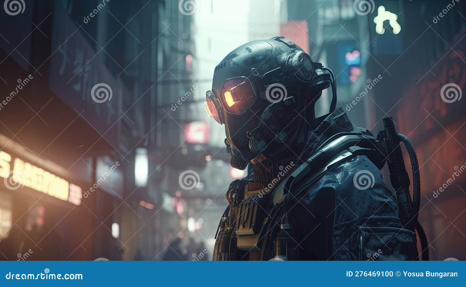 Wallpaper #N-bUMpMBA7IOc3WmwxKC39 Cyberpunk Soldier Navigates Dystopian City Digital Art Illustration