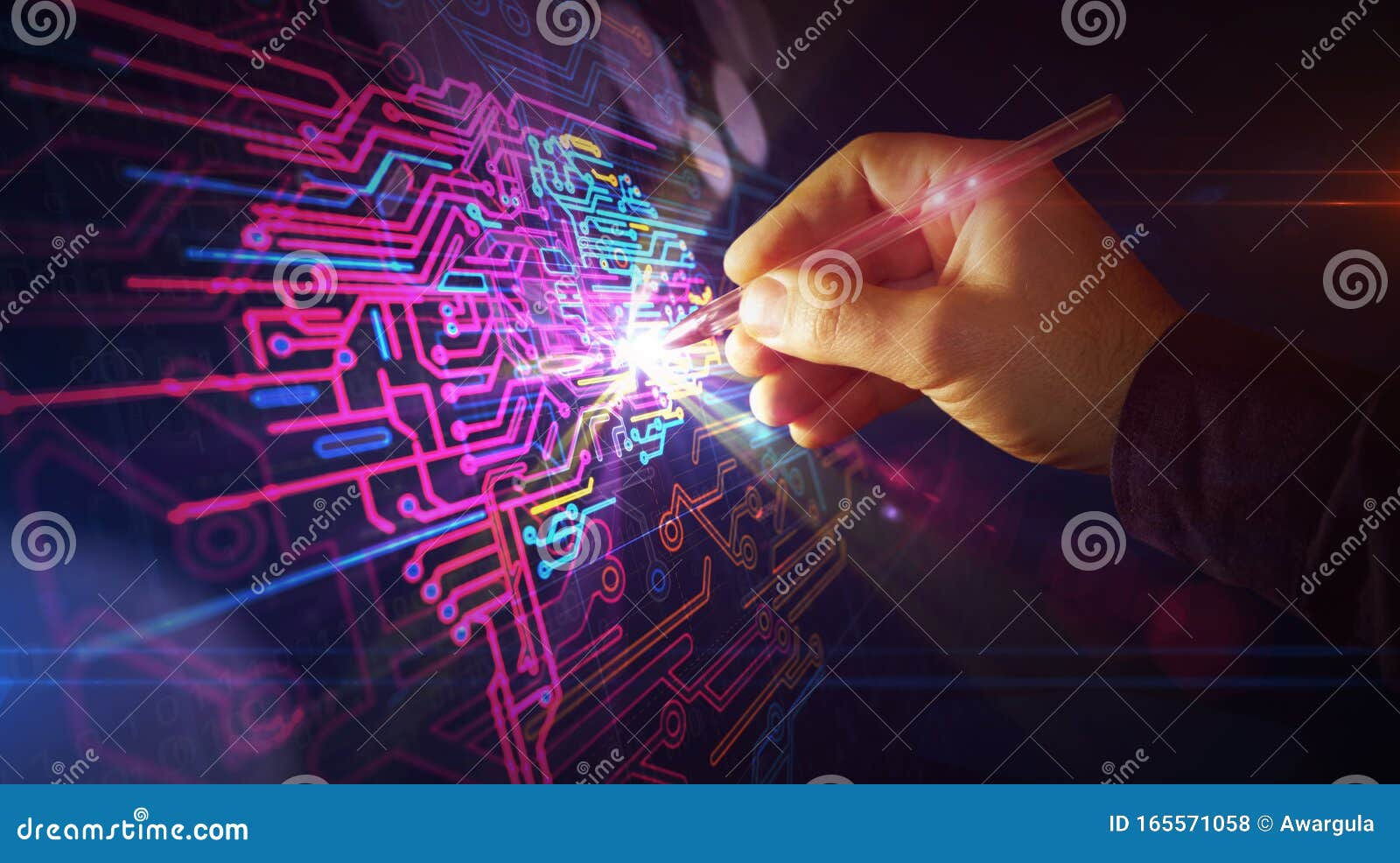 Wallpaper #2f-aZ5MB3lSXT3zUluJX65 Cybernetic Brain Futuristic Sketch Stock Photo Image of Color