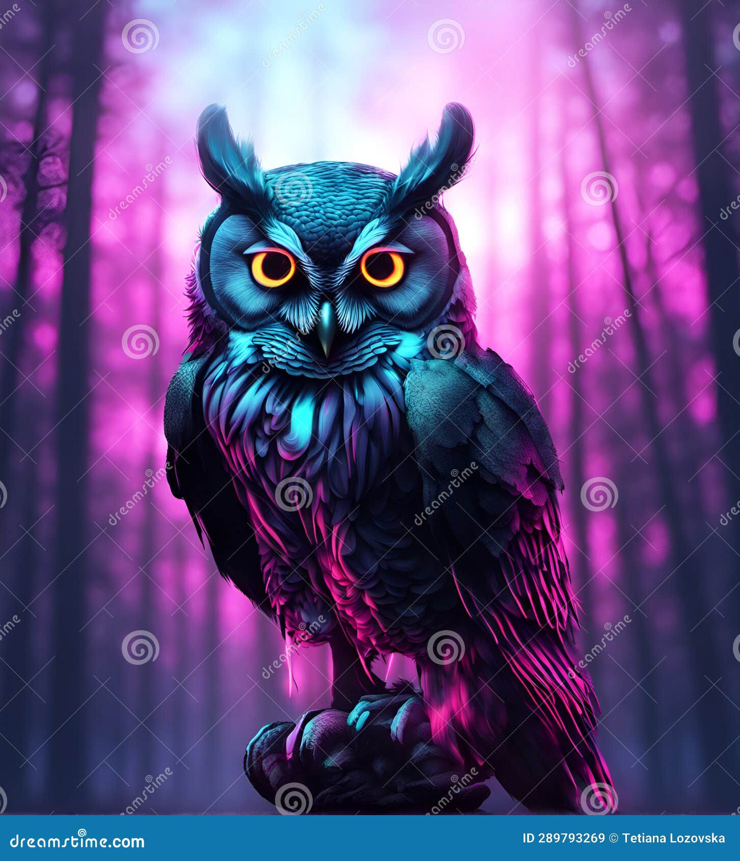 Wallpaper #AF7fMpMBborbLbczZGDZ91 Cyberpunk Owl in Neon Lighting Futuristic Photorealistic Illustration