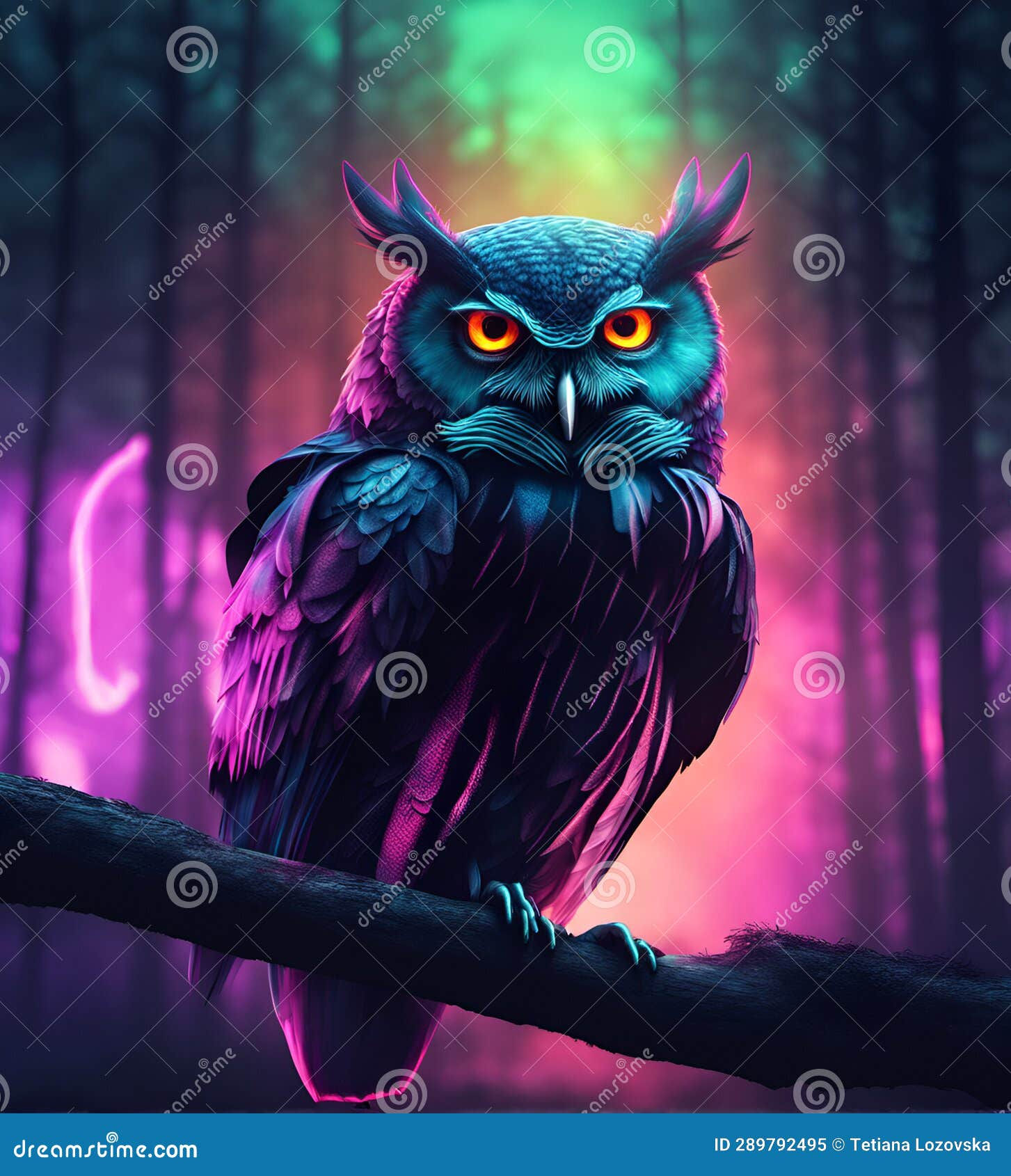 Wallpaper #AF7fMpMBborbLbczZGDZ87 Cyberpunk Owl in Neon Lighting Futuristic Photorealistic Illustration