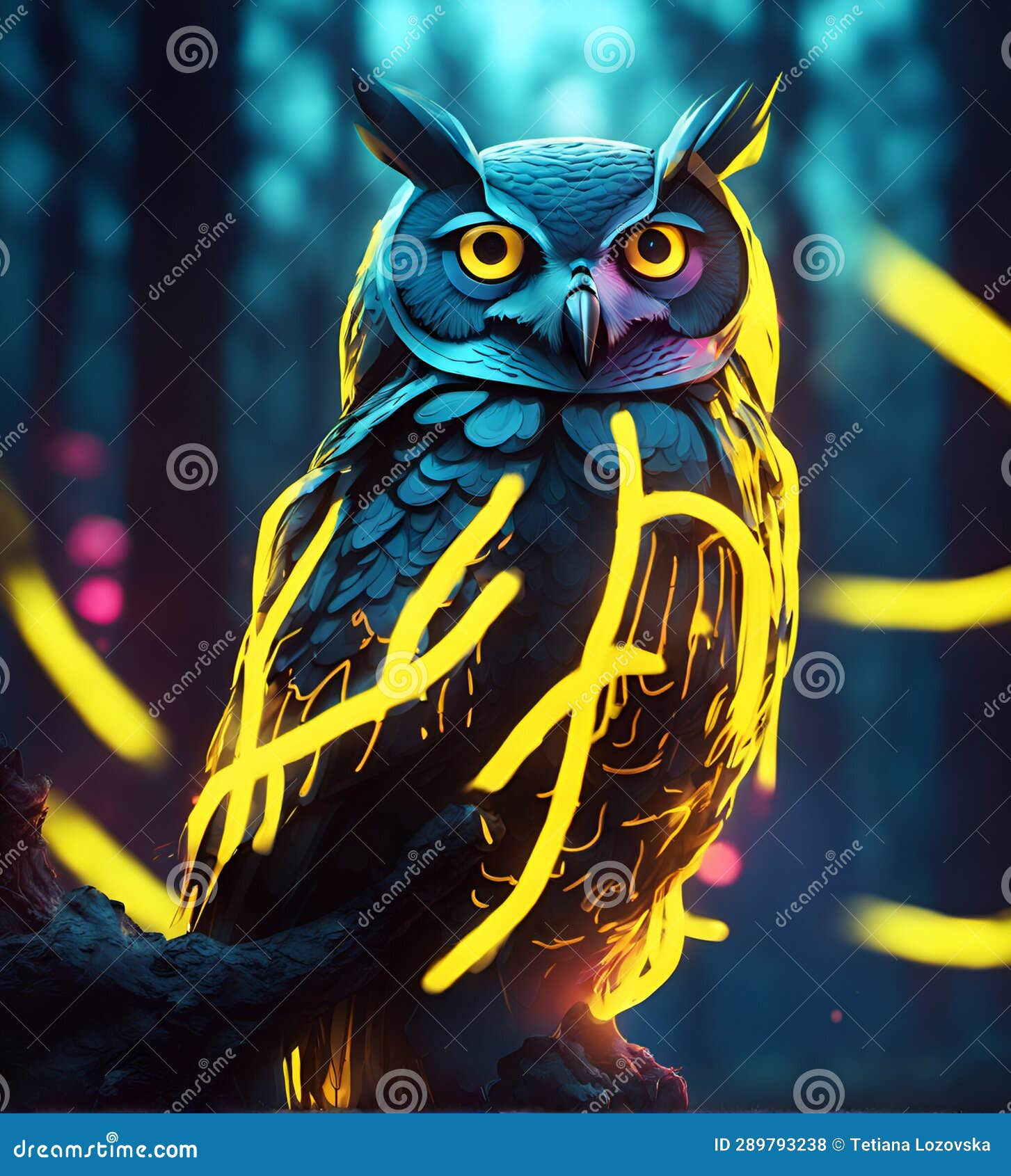 Wallpaper #AF7fMpMBborbLbczZGDZ30 Cyberpunk Owl in Neon Lighting Futuristic Photorealistic Illustration