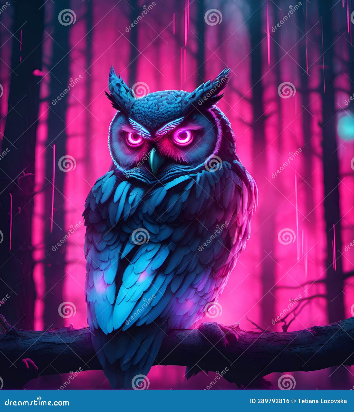 Wallpaper #AF7fMpMBborbLbczZGDZ74 Cyberpunk Owl in Neon Lighting Futuristic Photorealistic Illustration