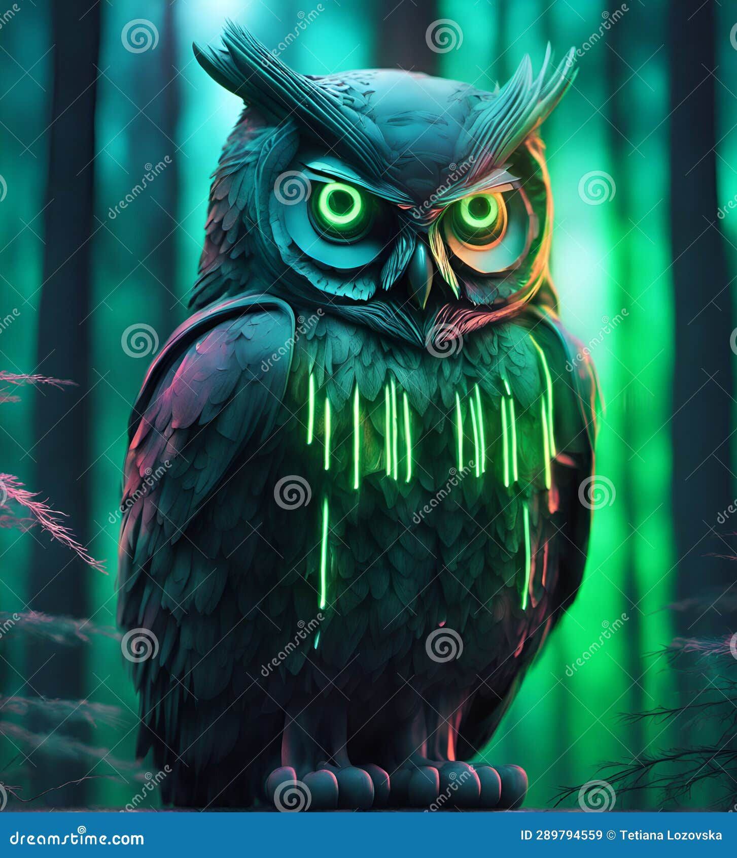 Wallpaper #AF7fMpMBborbLbczZGDZ93 Cyberpunk Owl in Neon Lighting Futuristic Photorealistic Illustration