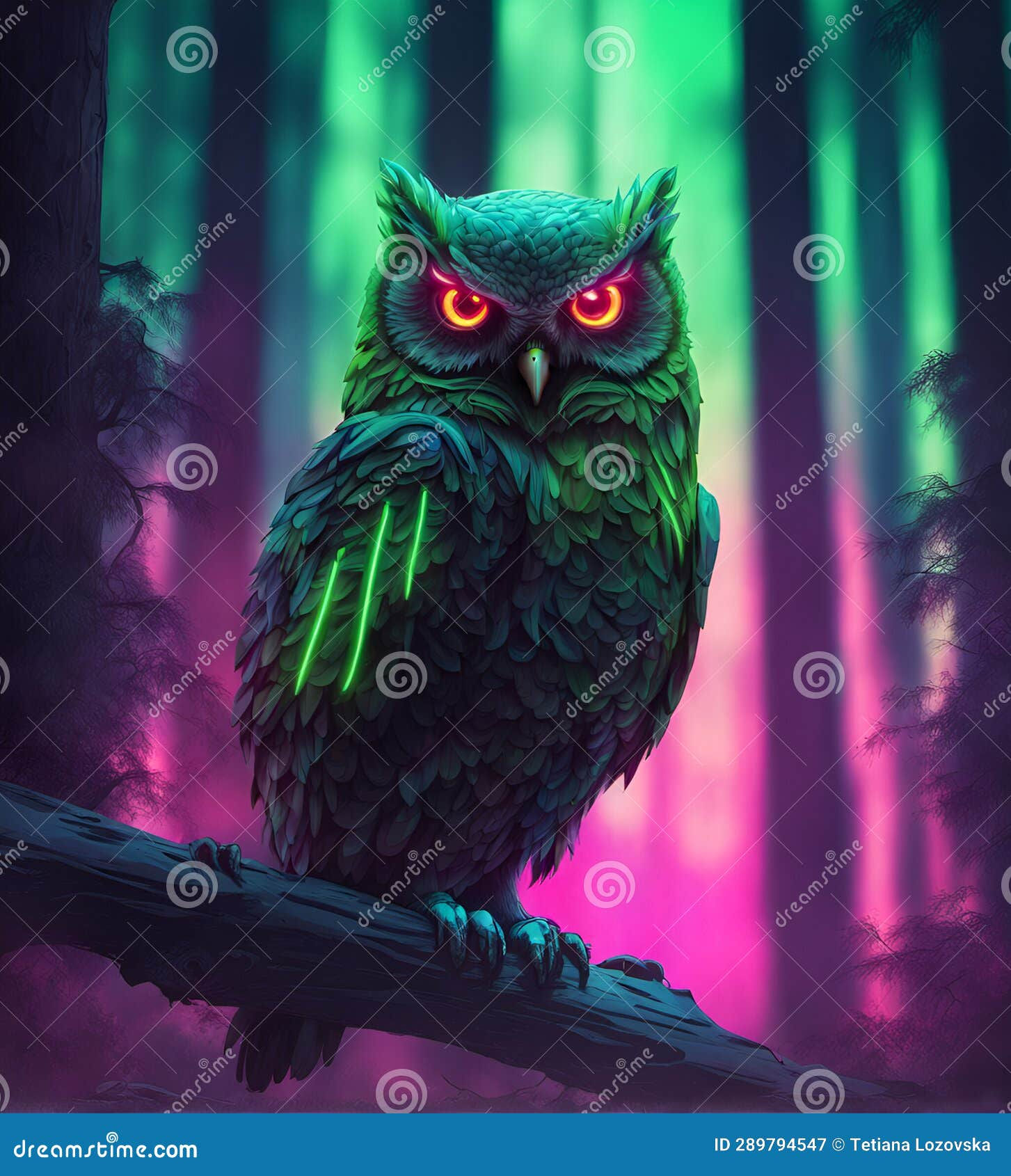 Wallpaper #AF7fMpMBborbLbczZGDZ86 Cyberpunk Owl in Neon Lighting Futuristic Photorealistic Illustration