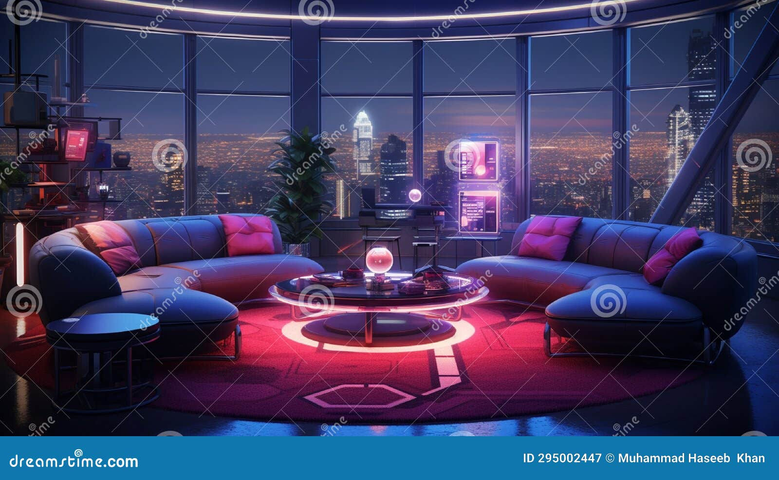 Wallpaper #L2irGZMBSpphPi3-hhhh98 Craft a Futuristic Lounge with High Tech Furnishings and Neon Lights