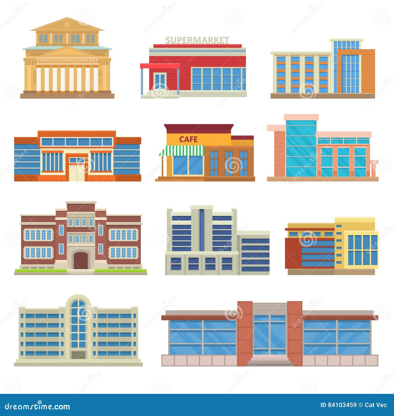 Wallpaper #gGdQ7pIBSpphPi3-YVxF273 Commercial Buildings Architecture Flat Vector Stock Vector