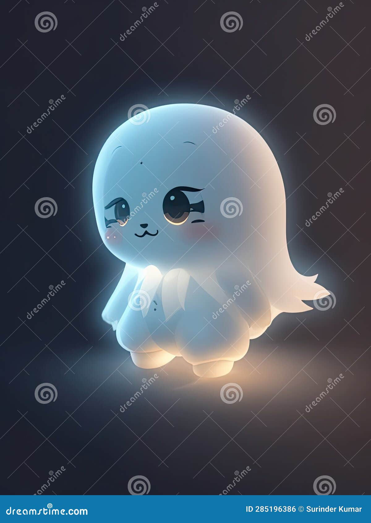 Wallpaper #F_SlOZMBKFX8bn3rEHfZ42 Cute Tiny Hyper Realistic Anime Ghost AI Generated Stock Illustration