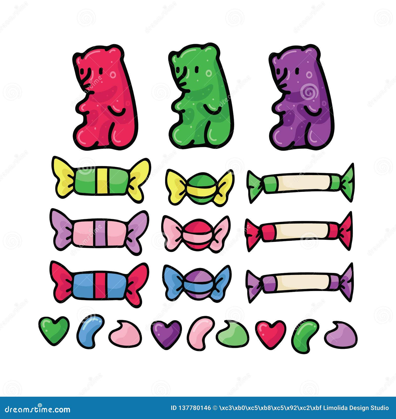 Wallpaper #VrgT1pIBJvJKYCmEUtx7680 Cute Candy Cartoon Vector Illustration Motif Set Stock Illustration