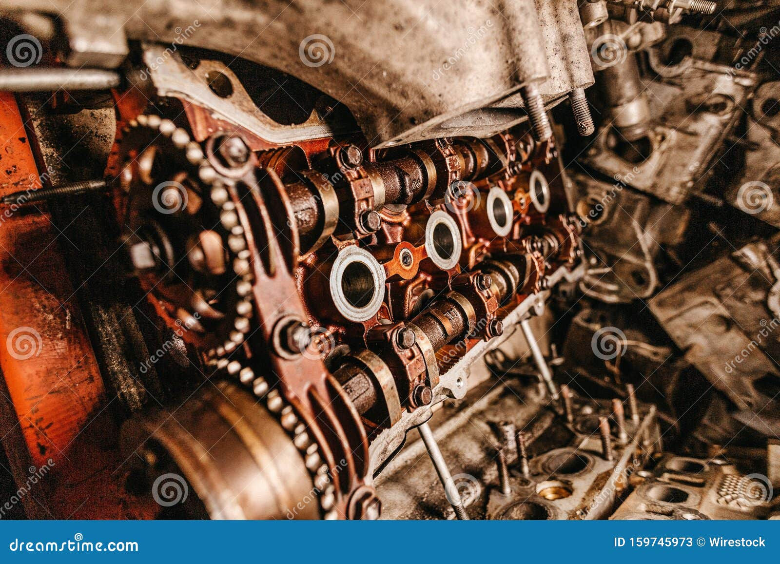 Wallpaper #5D98PJMBLiIJ4c9OFJE_38 Closeup Shot of Red Mechanical Parts with Gears in a Workshop Stock