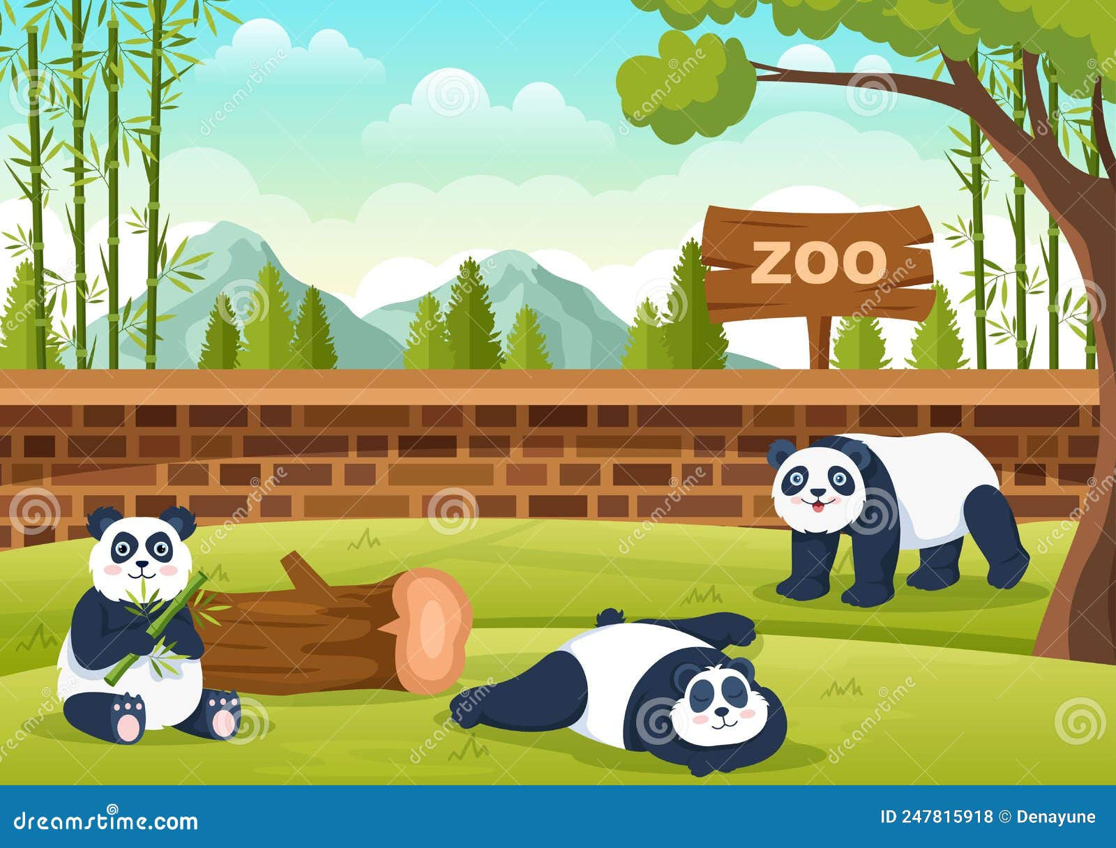 Wallpaper #Y3fvJ5MB-pgBXx6056hz223 Zoo Cartoon Vector Illustration with Safari Animals Panda Cage and