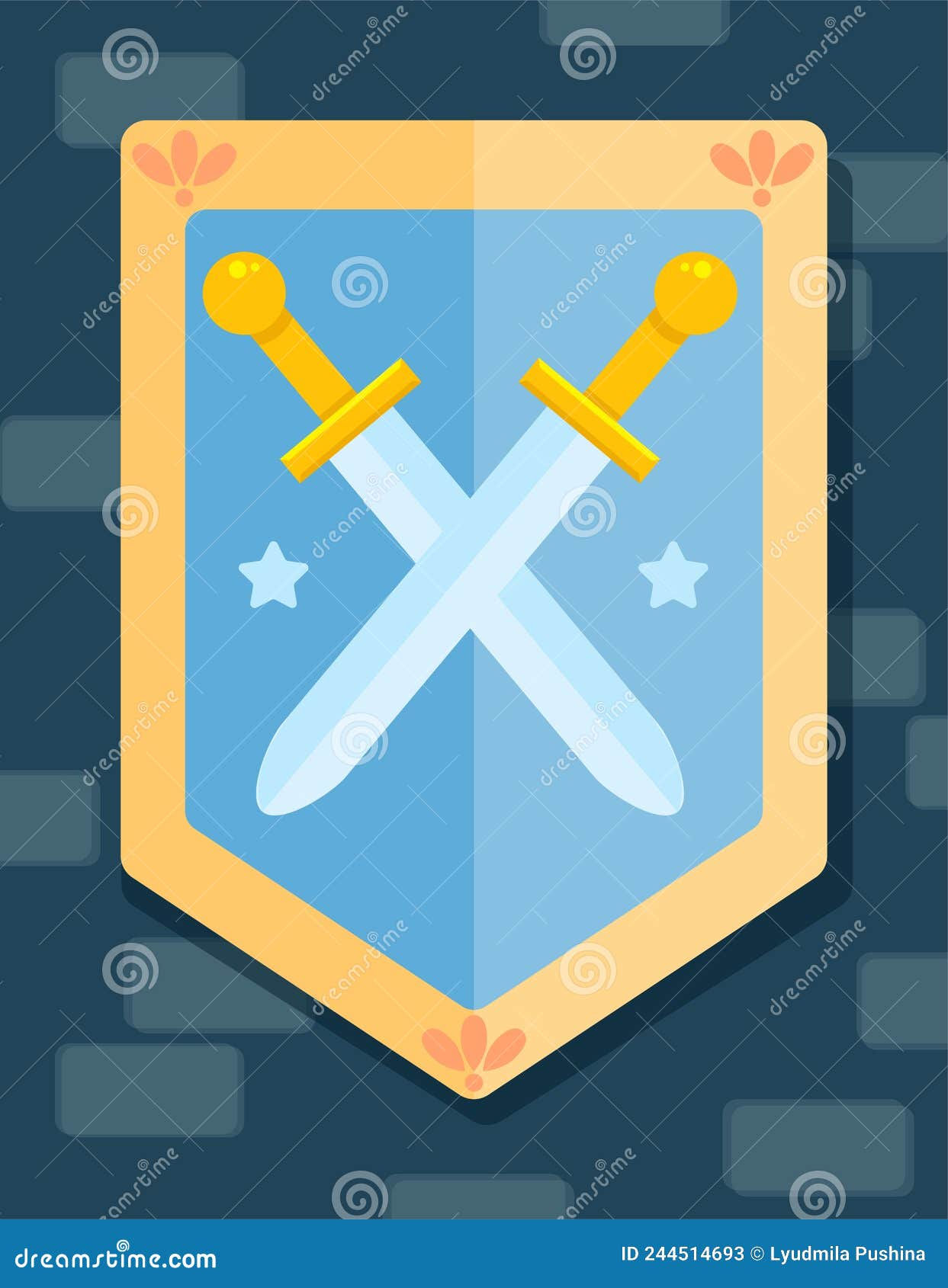 Wallpaper #dWiUJJMBSpphPi3-Fjn059 Knight S Shield on the Castle Wall Vector Coat of Arms with Crossed