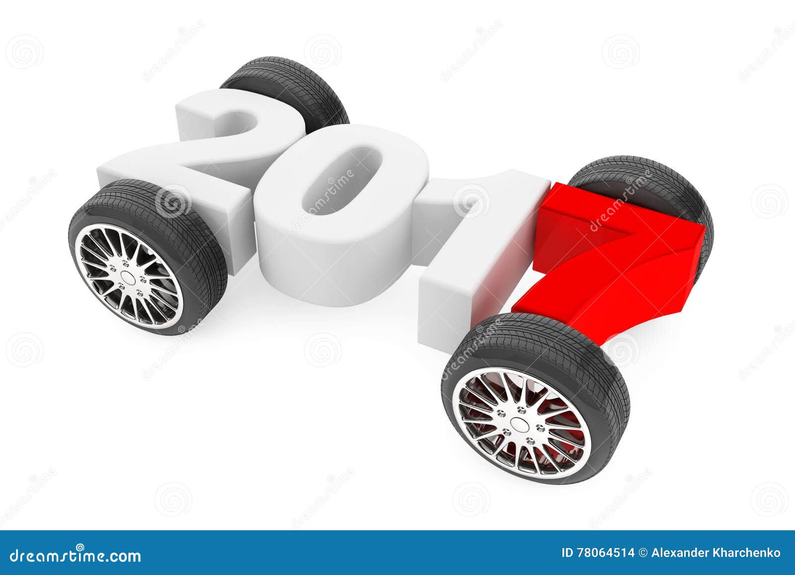 Wallpaper #hgPAYpMBpyOg8YnEFtMQ212 2017 Year Concept with Car Wheels 3D Rendering Stock Illustration