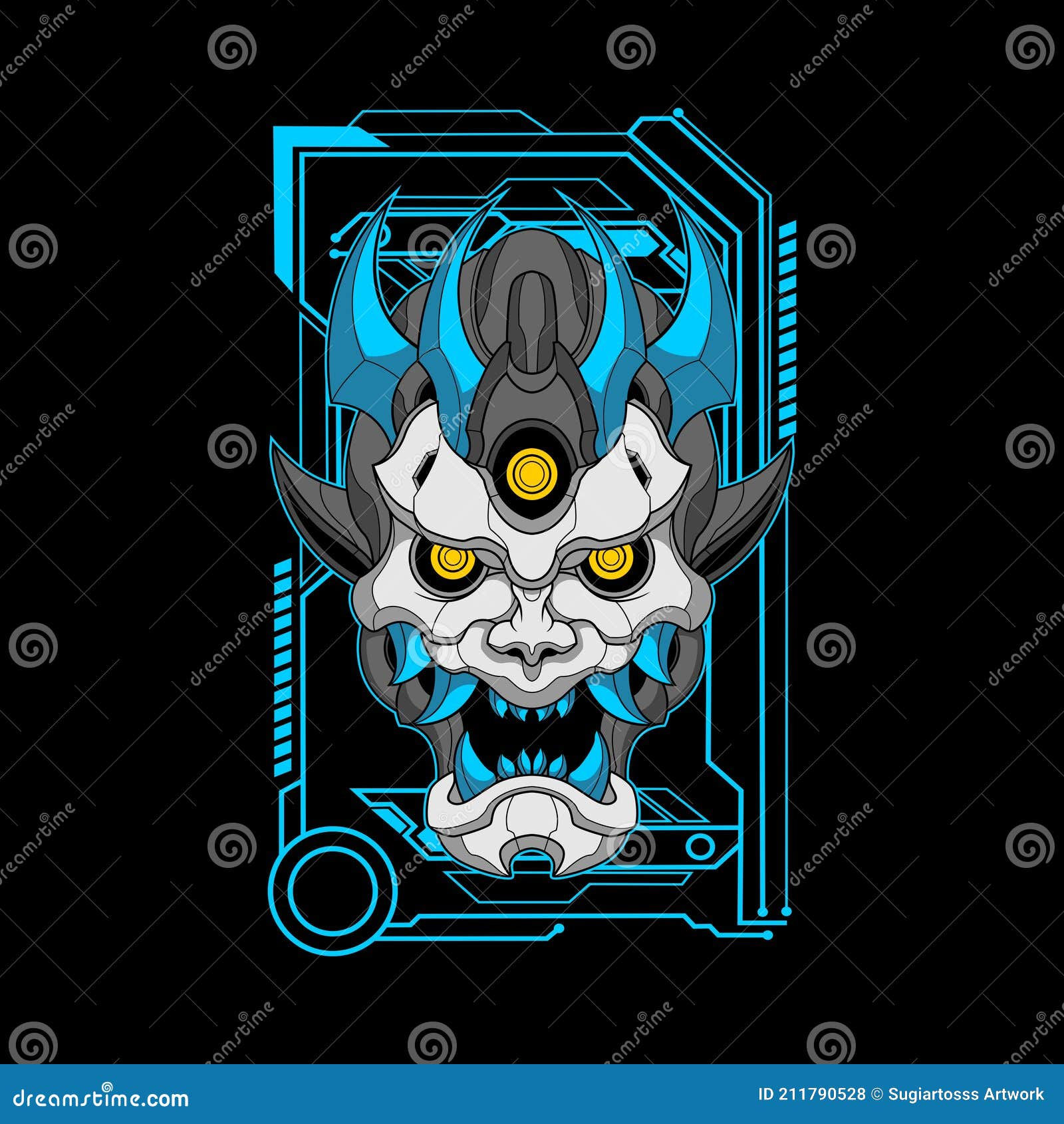 Wallpaper #VW1GapcBycdYOYFTCnGb62 Blue Horn Mecha Oni Illustration Stock Vector Illustration of Angry