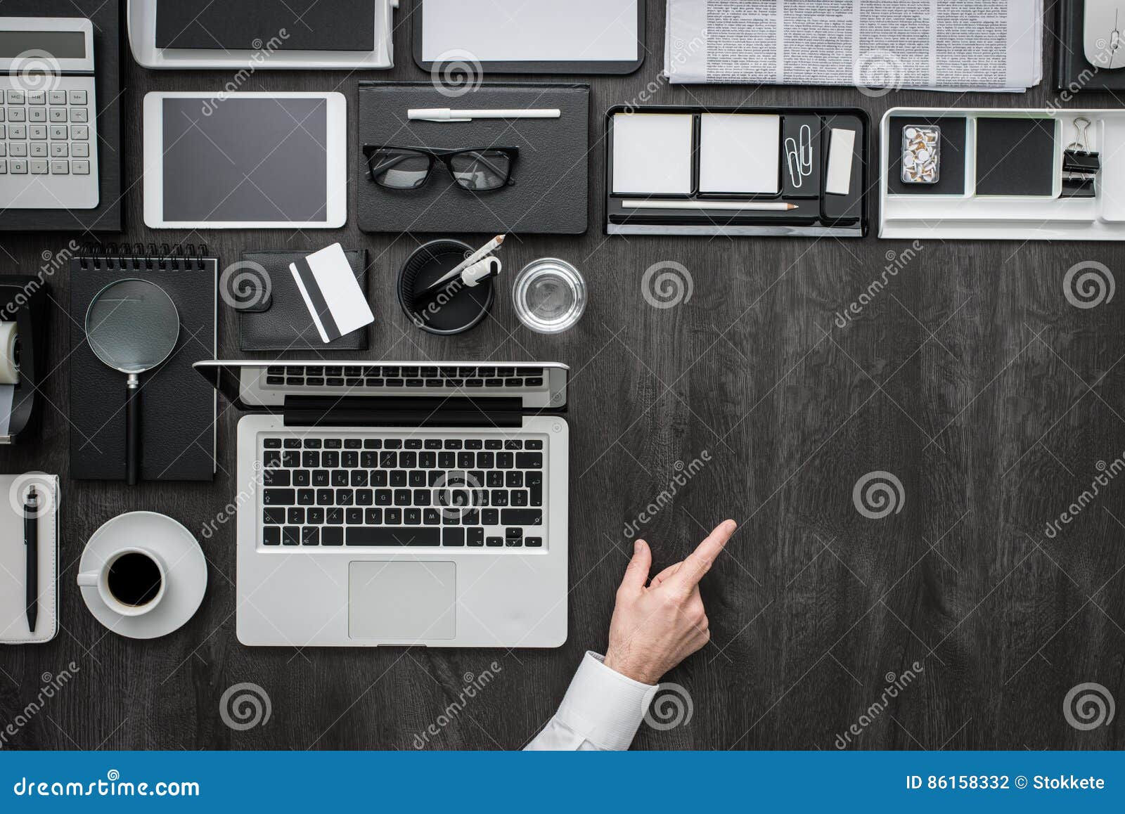 Wallpaper #uxlbDo8BtGB6xQ78_1nv31 Businessman Pointing and Desktop with Laptop Stock Photo Image of