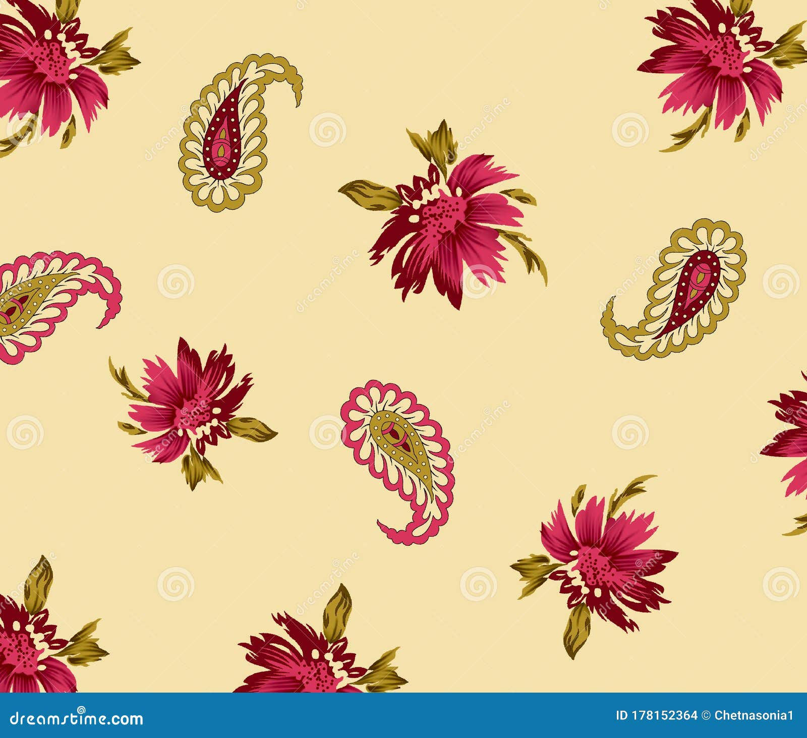 Wallpaper #WGe1CJMBSpphPi3-H8x882 Beautiful Floral Design with Paisley Pattern Stock Illustration